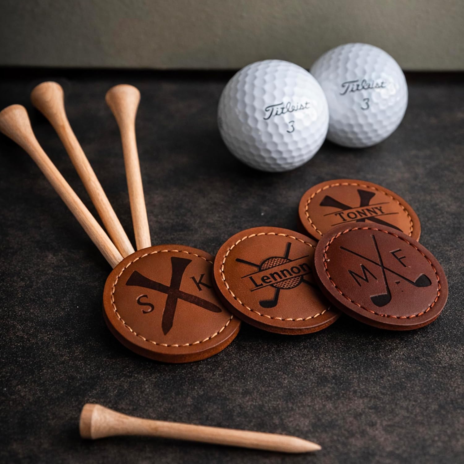 Premium Custom Golf Wedding Gift | Laser Engraved Magnetic Vegan Leather Golf Ball Marker | Golfers Mother's Day | Small USA Business | Golf Marker for Events Tournaments - Image 3