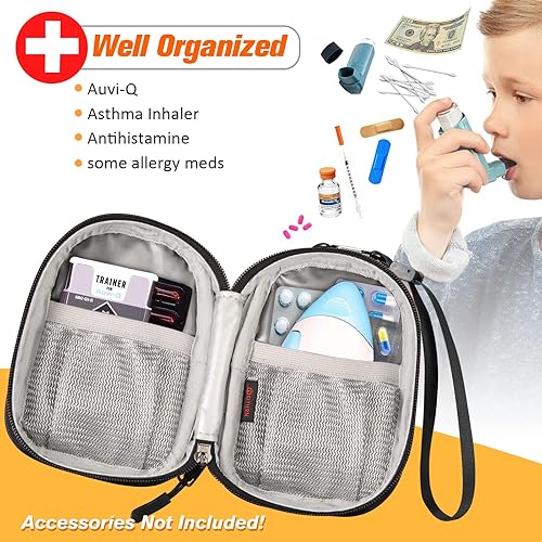 Miniatura 2 de SITHON Bolsa de transporte de medicamentos aislada, organizador de medicamentos de viaje pequeño, bolsa médica de emergencia para Auvi Q, aerosol