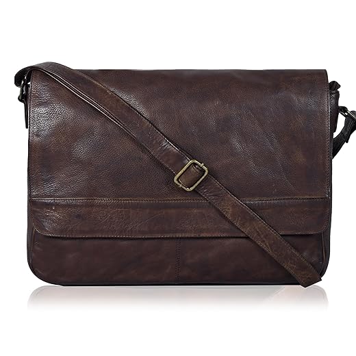 Ozora Handmade Crossbody Genuine Leather Messenger Bag for 17 inch Laptop, Travel, Office for Men & Women