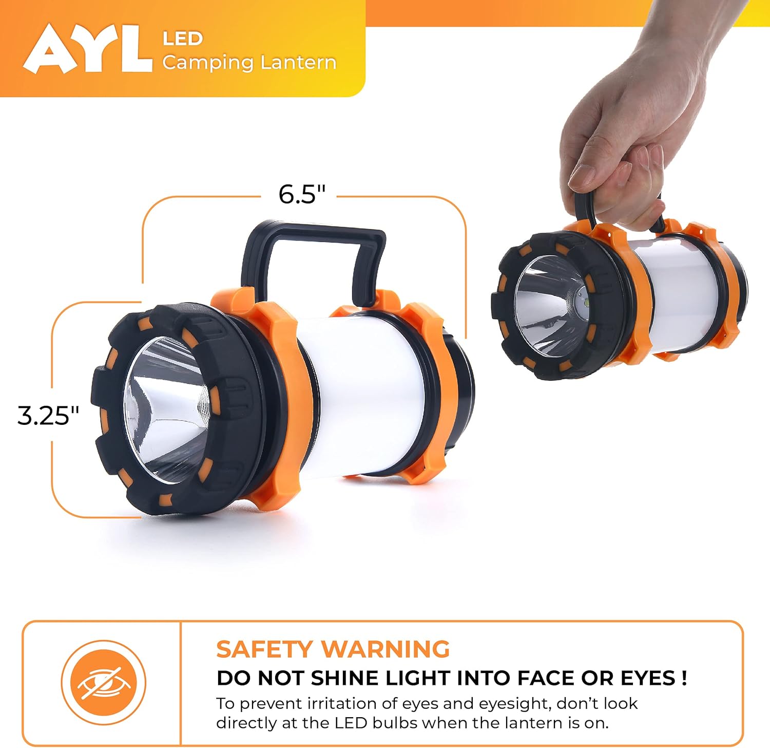LED Camping Lantern Rechargeable, AYL Camping Flashlight 6 Light Modes, 4000mAh Power Bank, IPX4 Waterproof, Perfect Lantern Flashlight for Hurricane, Emergency, Power Outages, USB Cable Included : Everything Else