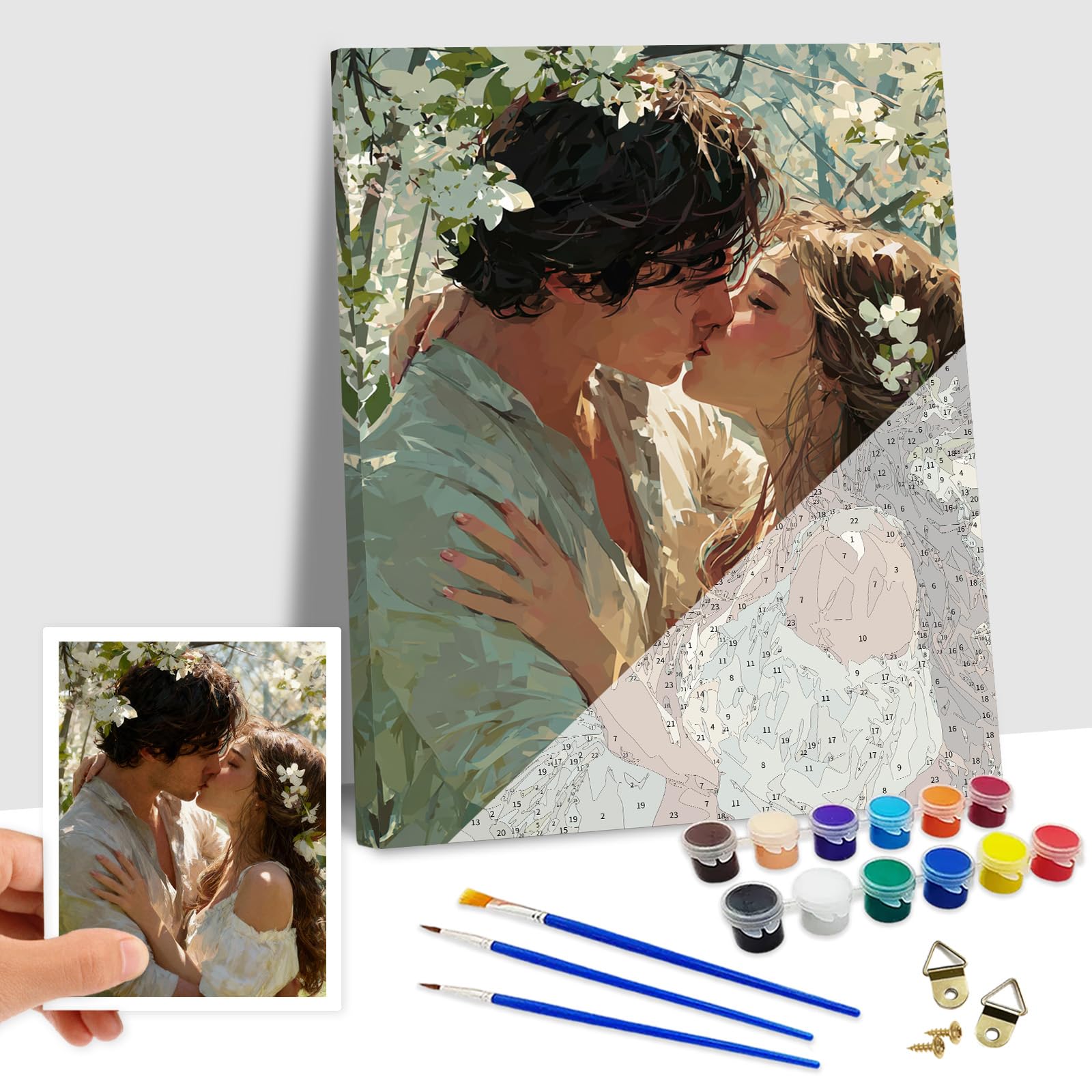 Takuno Personalised Paint by Numbers for Adults Canvas Personalised Photo with Frame Custom Painting by Numbers Kit Gifts for Home Wall Decor Valentines Birthday Children Partner Family Pets