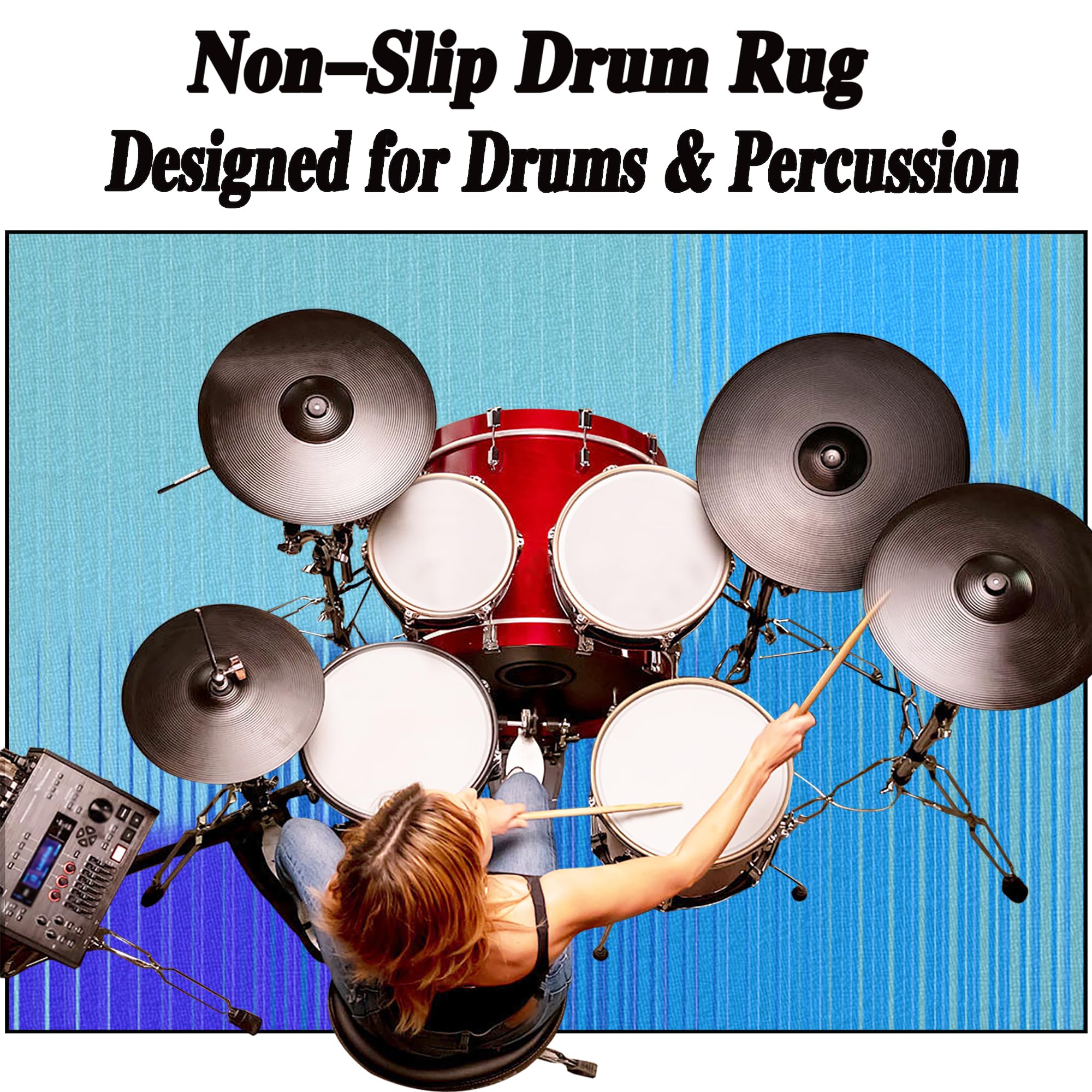 Dywan z baterią akustyczną, dźwiękoszczelny dywanik z baterią, elektroniczny dywanik do bębna basowego, antypoślizgowy do bębna basowego i innych elementów zestawu dywaników do dywanika 120 x 90 cm