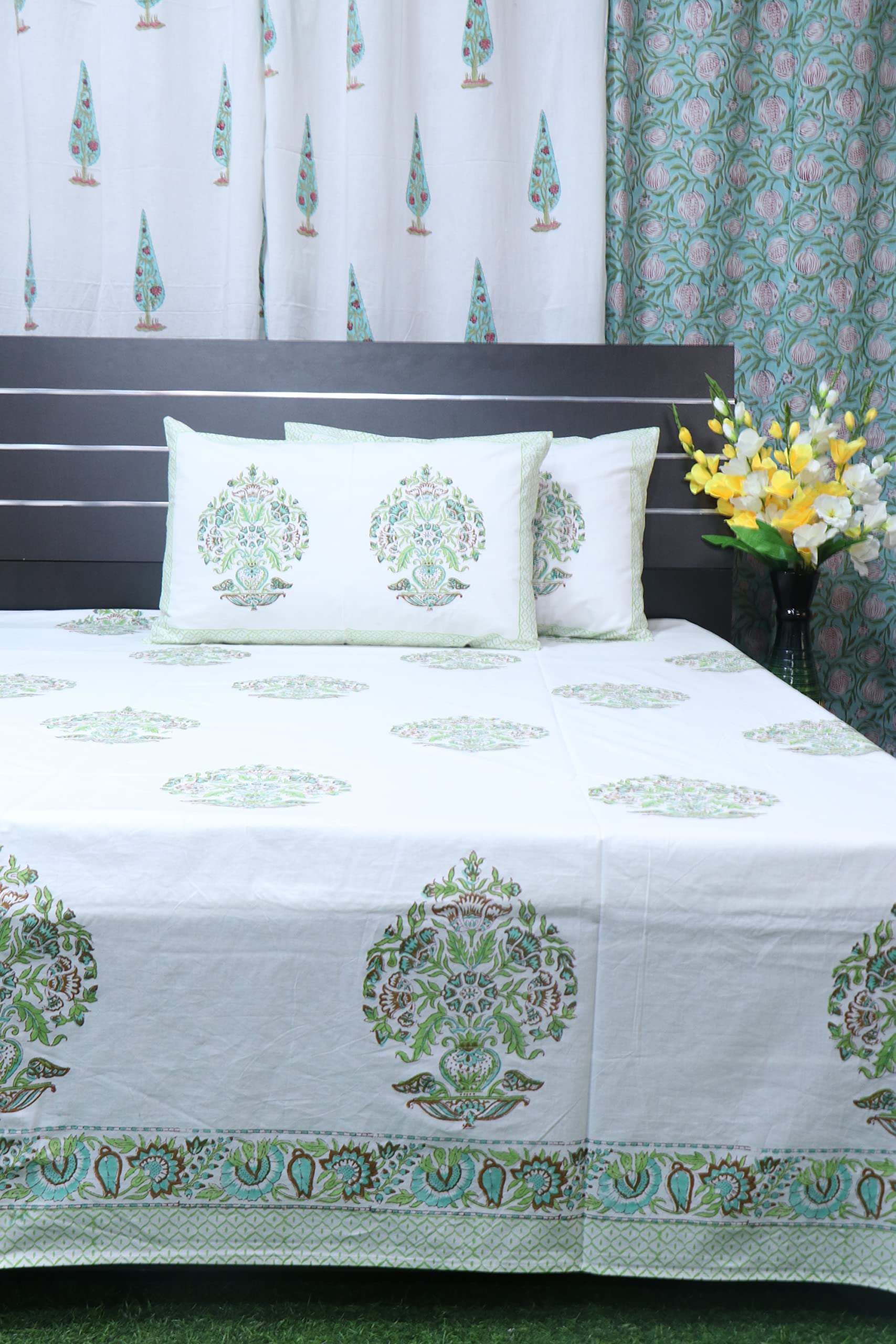 Amazon｜INDACORIFY ブロックプリントフラワーデザイン インド製