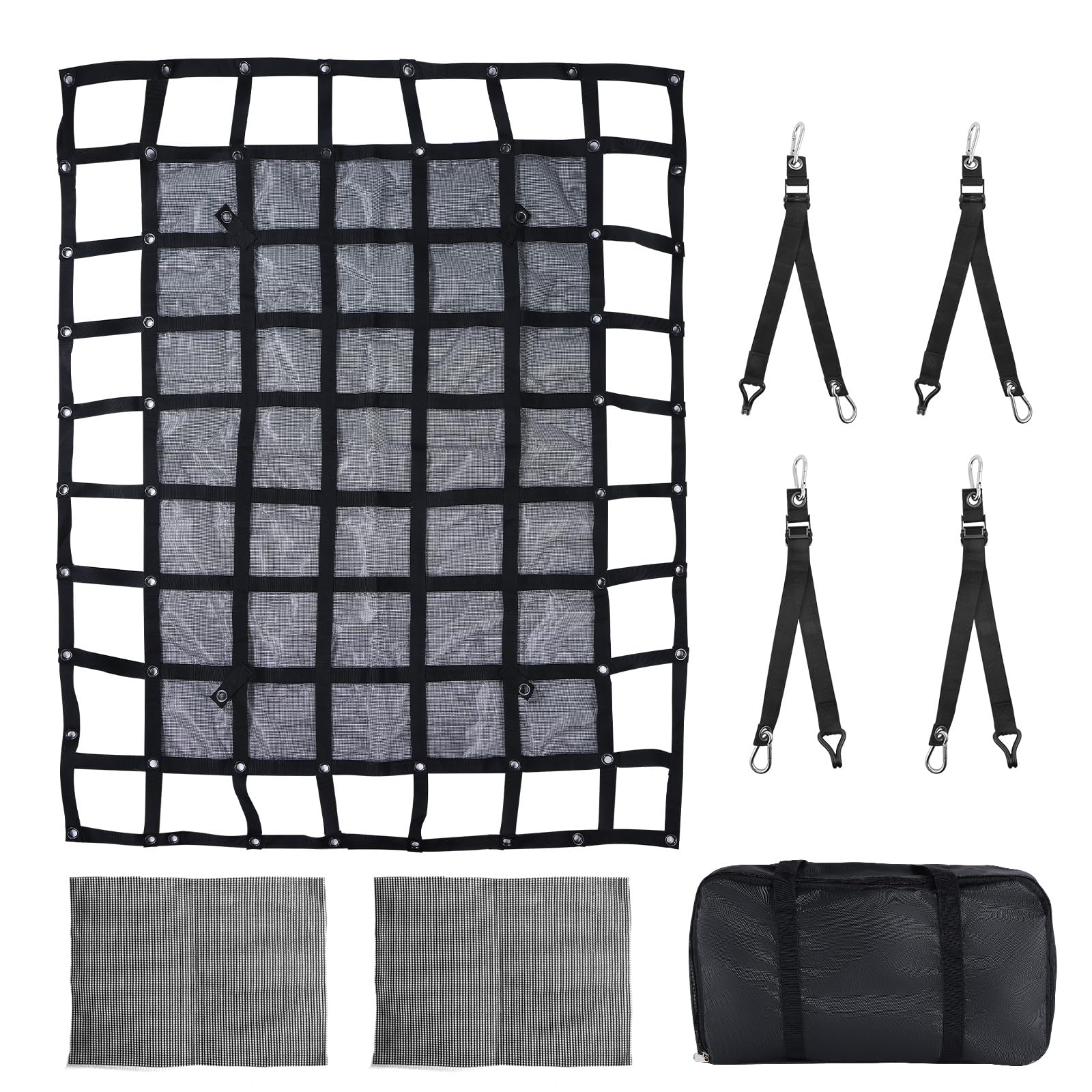 Filet de chargement robuste, 1,4 x 1,8 m, pour remorque, Jeep, VUS, UTV, rack de lit, bateau, pick-up (144,8 x 182,9 cm)