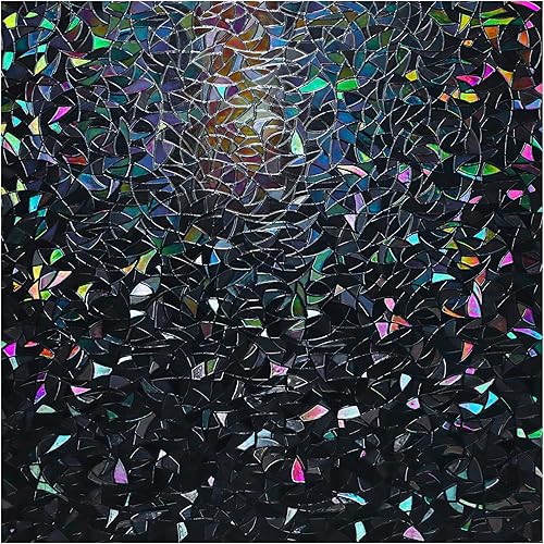 rabbitgoo Window Privacy Film Rainbow Film Decorative Window Sticker, 3D Static Stained Glass Cling Tint for Room Darkening Day Sleep, Black, 17.5 x 118.1 inches