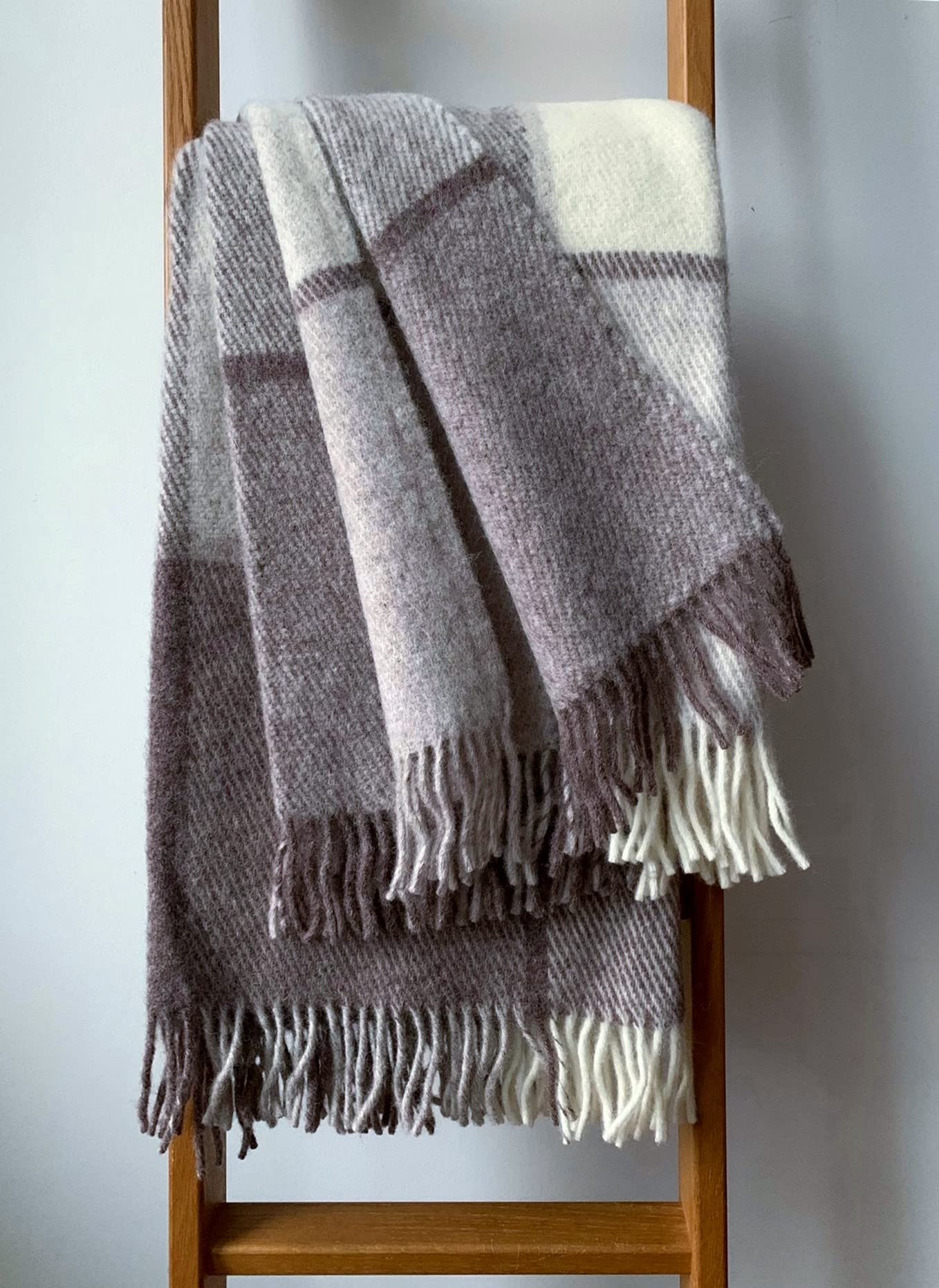 JOWOLLINA WOOLONLY - Coperta in 100% lana d'agnello, plaid a quadri