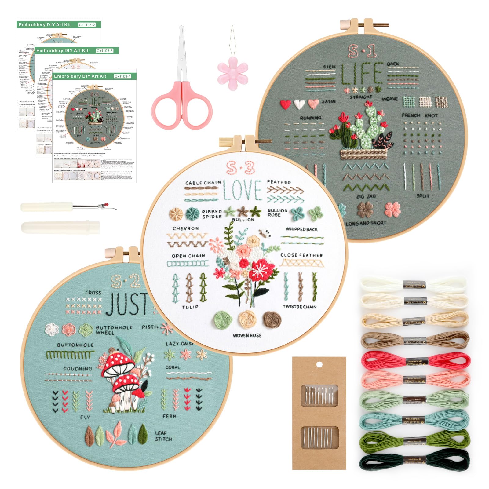 Kit Da Ricamo Per Principianti E Adulti VUEJIC, Motivo Floreale Con Scritta 'Never Forget The Difference You Make' - 6