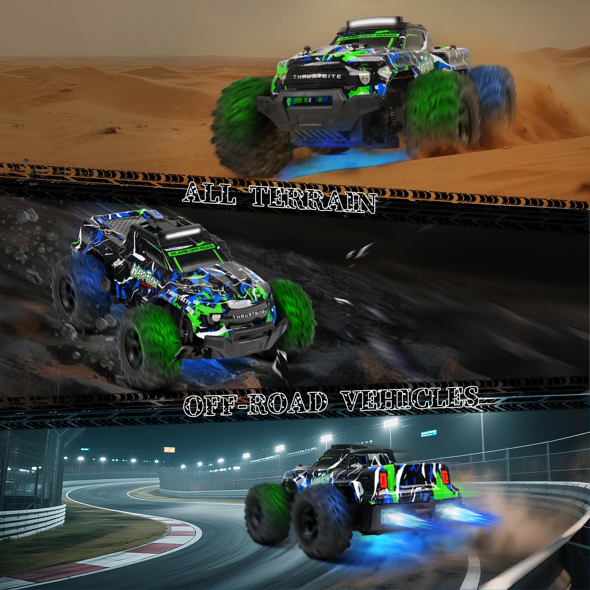 Samochód zdalnie sterowany - 1:18 RC Buggy 25 KMH+ 2,4 GHz Samochód Rc Truck z 2 akumulatorami 2WD, zabawka terenowa dla dzieci i dorosłych - zielony