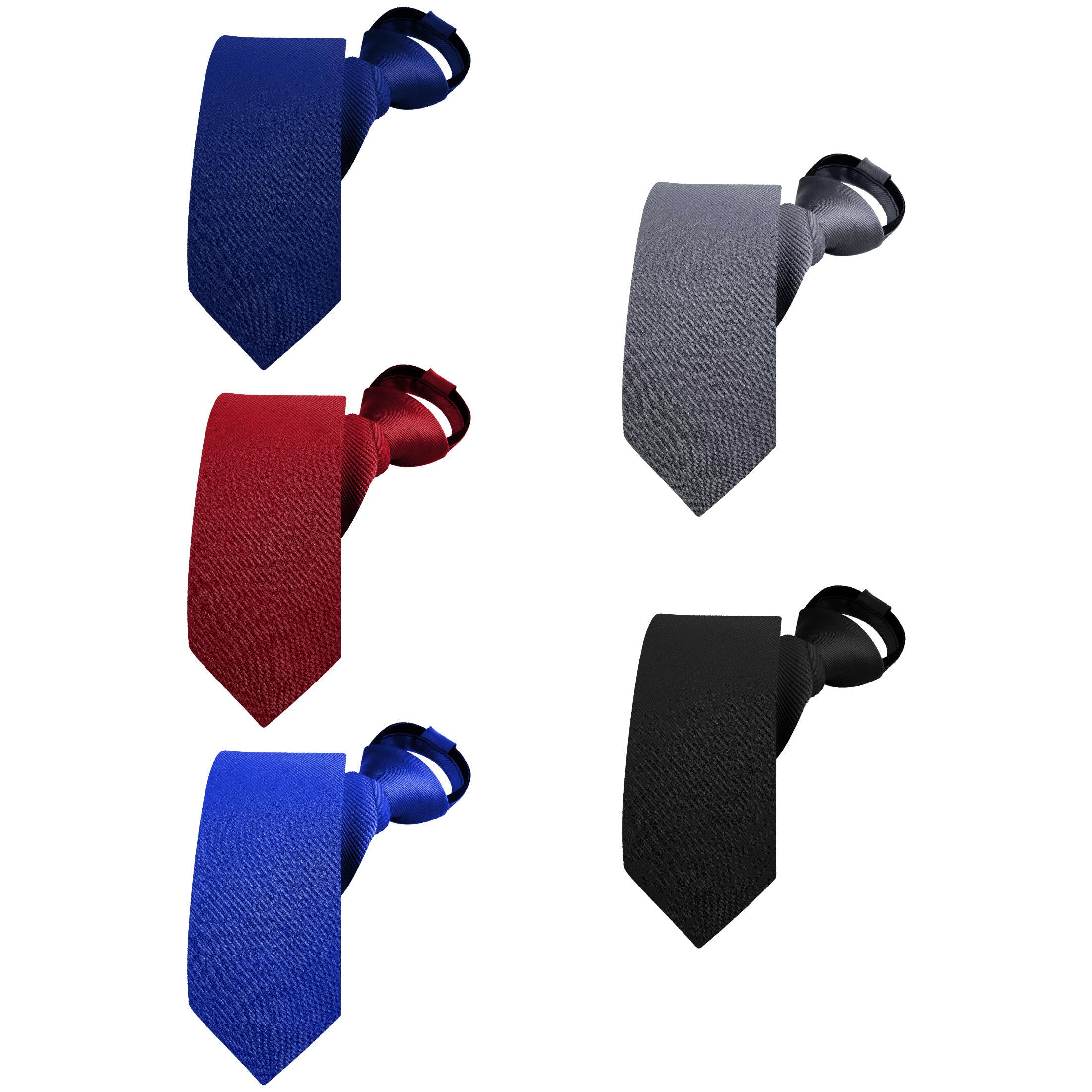 BESMODZ Clip on Ties for Men Zip Necktie Men's 5 PCS Pretied Solid Color Zipper Ties Weddind Groom Zip Up Necktie
