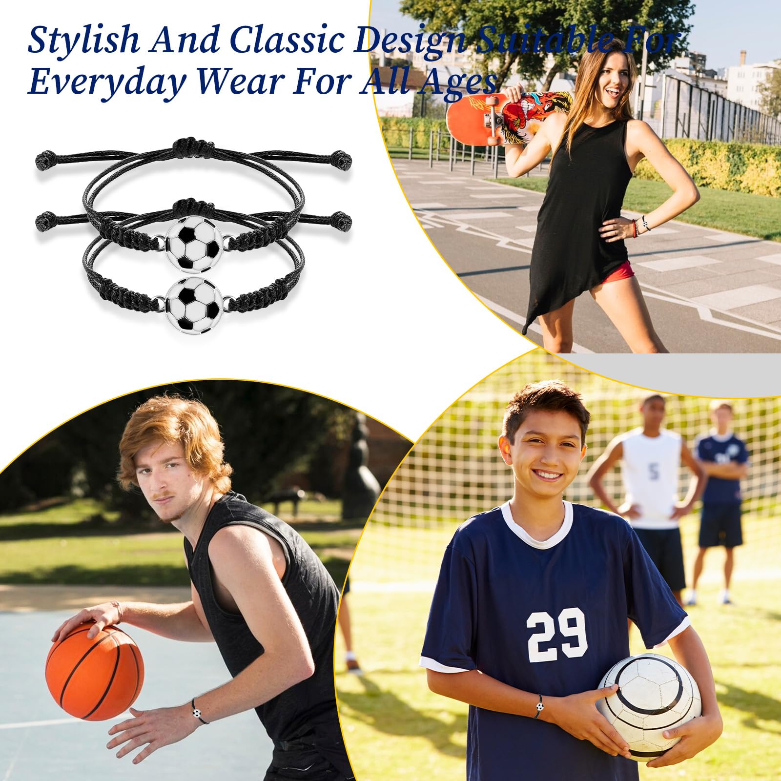 simarro Lot de 12 bracelets de football pour enfants, cordon réglable, bracelets d'amitié, sport, adolescents, adultes, filles et garçons, cadeaux de football