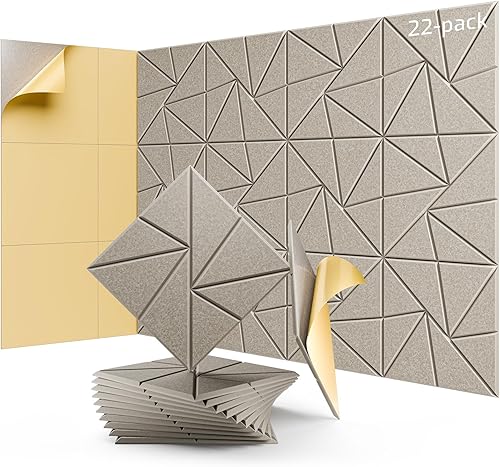 Miniatura 10 de Paquete de 12 paneles acústicos, paneles de espuma a prueba de sonido para paredes, paneles de pared autoadhesivos de alta densidad a prueba de