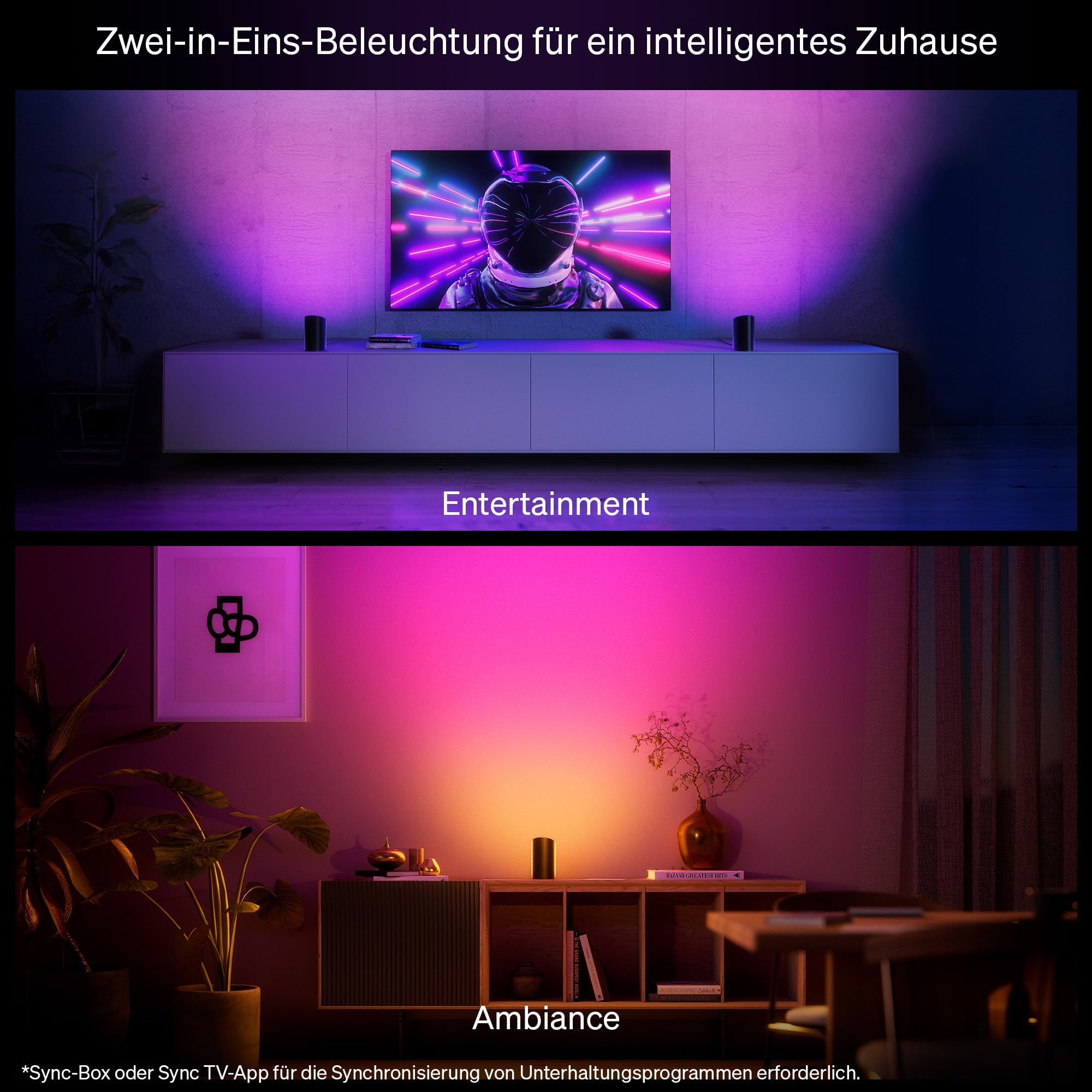 Philips Hue Play Smart Wall Washer Weiß, farbiges Licht, Bluetooth, Sprachsteuerung, 2er Pack