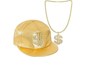 xxiv hat: Hip Hop Hat Costume Kit with Necklace for 80's 90's Rapper Party