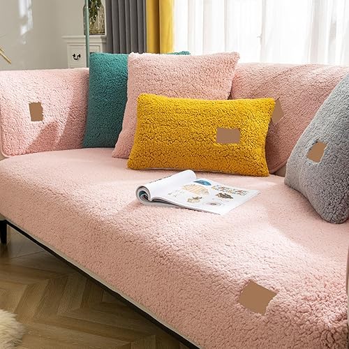Miniatura 8 de Cojín de forro polar de color liso, funda de sofá de piel sintética, protector de muebles, funda de sofá antideslizante lavable para sofá de 2
