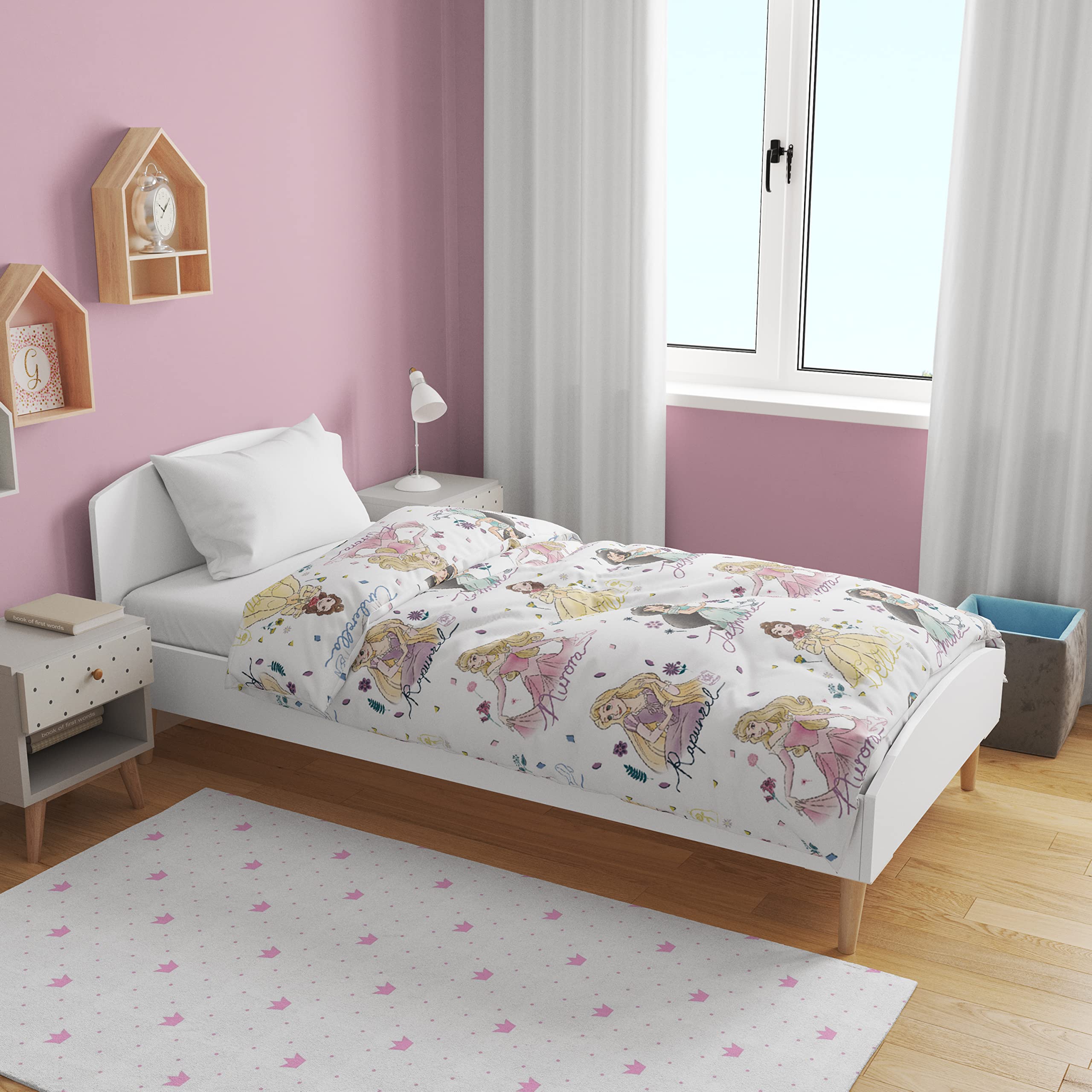 Disney Princess Single Quilted Duvet Single Comforter - Super Soft & Fade Resistant (Official Disney Product)