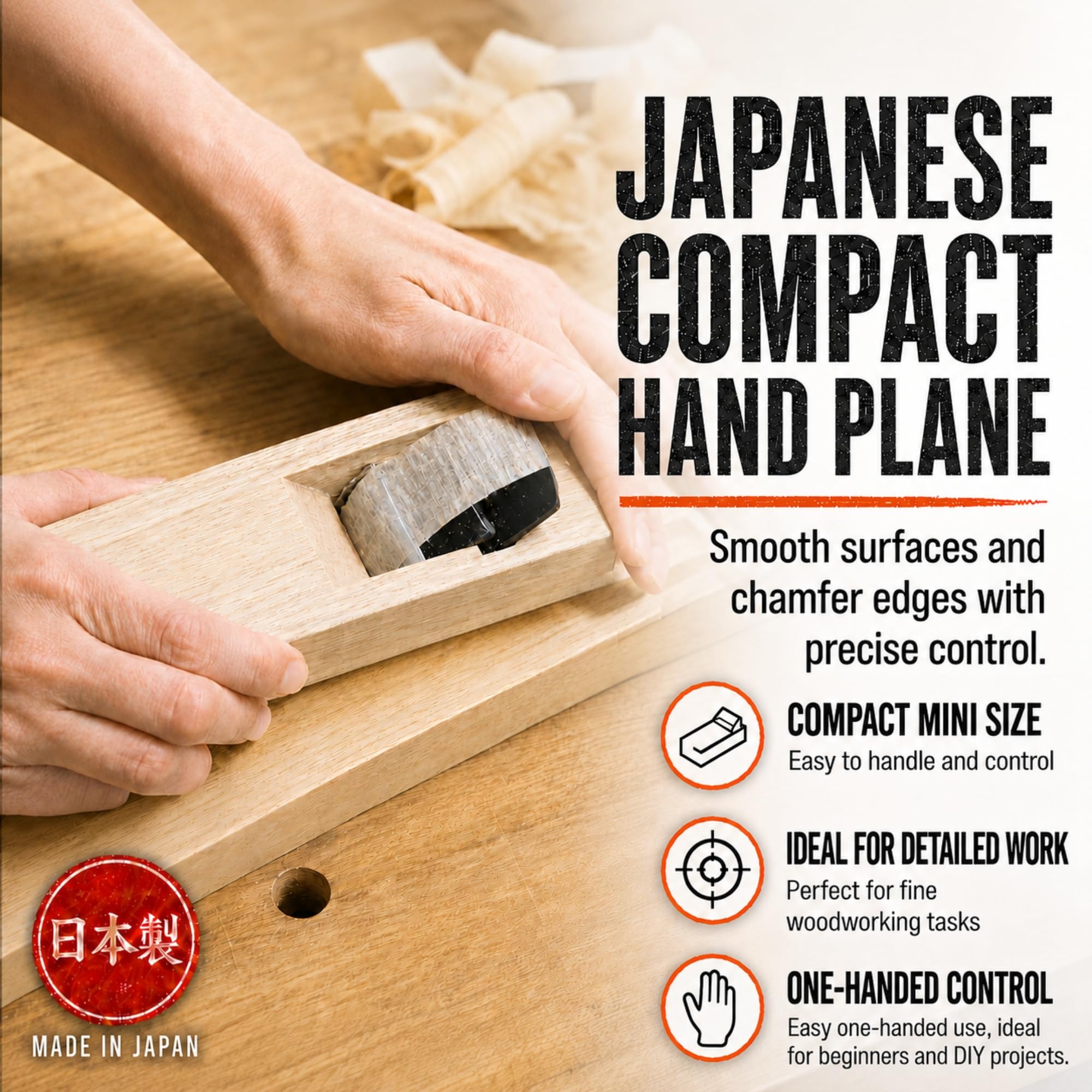 KAKURI Mini Kanna Cepillo de madera de 42 mm de Japón