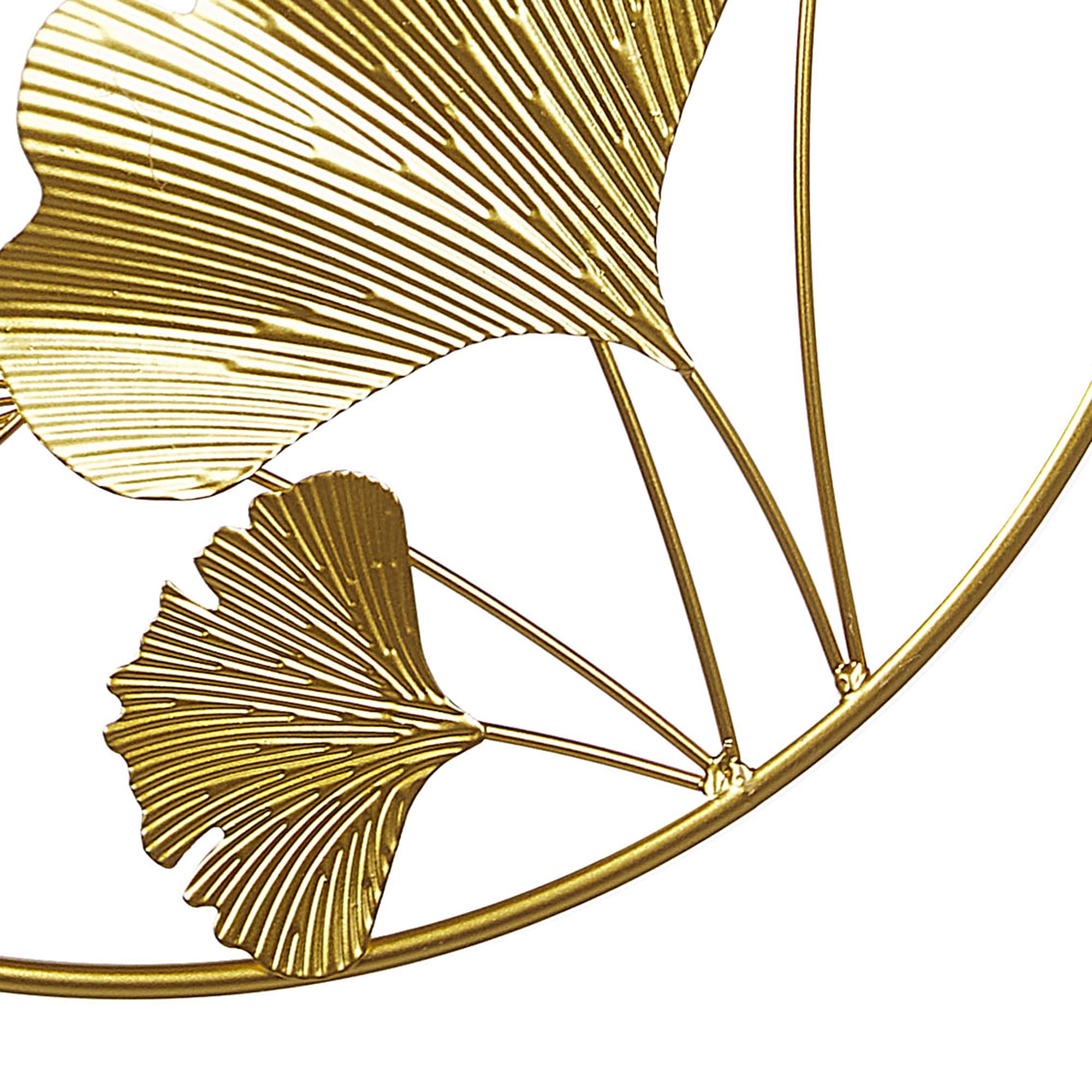 Beliani Wanddekoration Metall gold rund Ginkgo Blattmuster im Kreis 45 cm Modern Wanddeko Bismuth