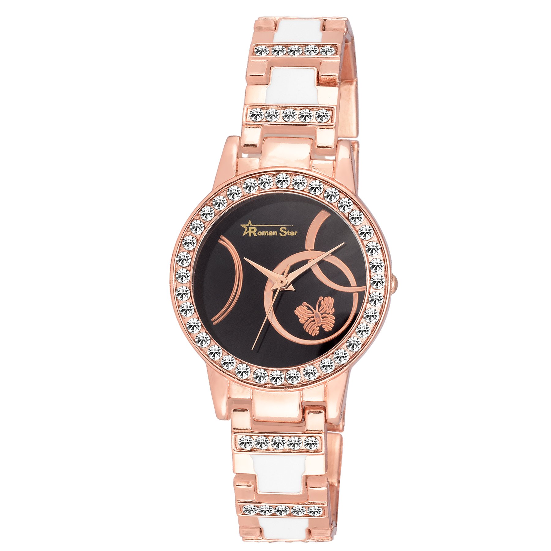 ROMAN STARWomen's N-1159 Rose Gold Coloured with Rose Gold Stainless Steel Strap Analog Quartz Watch