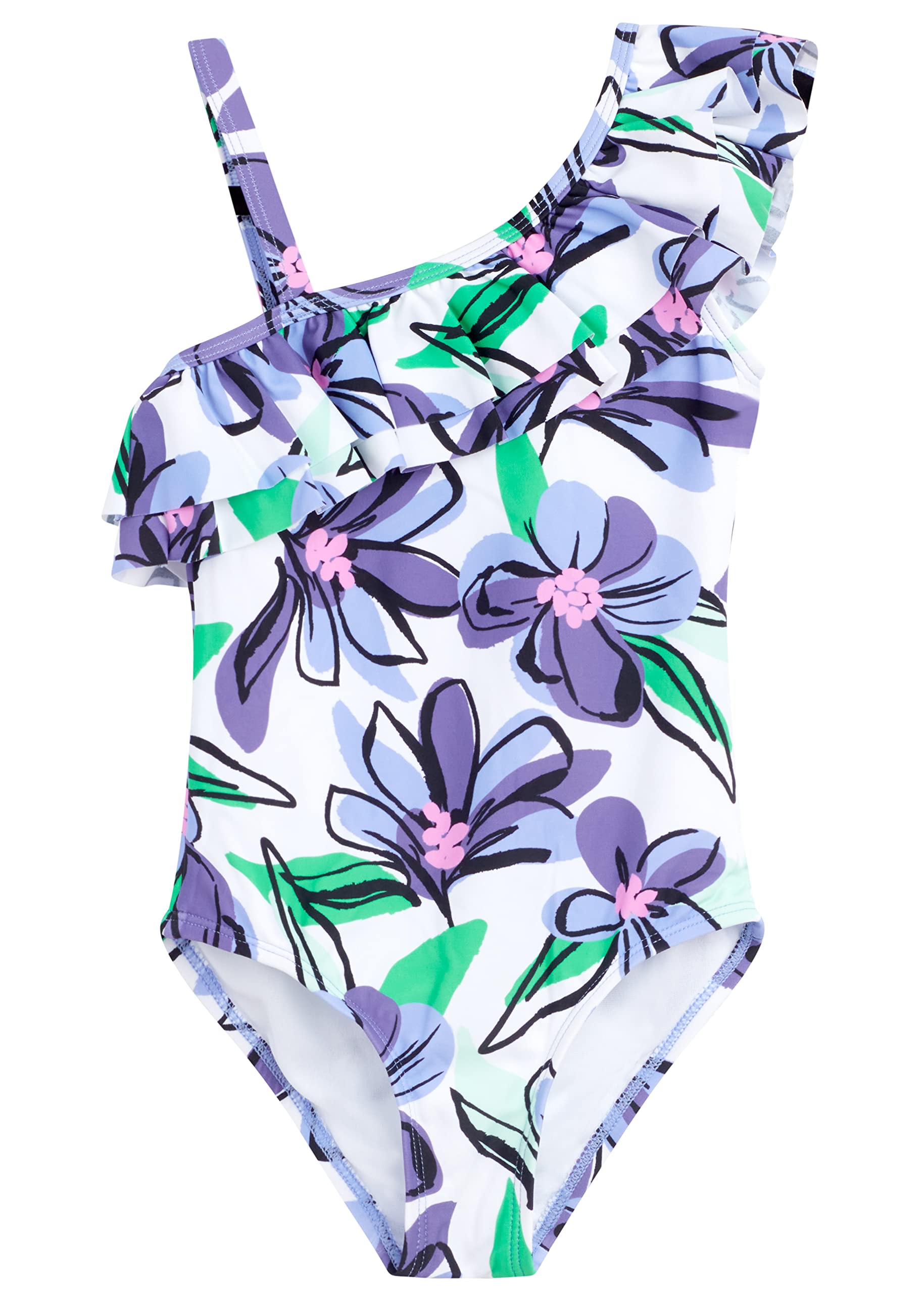 Kanu Surf Girls Morgan Floral Ruffle 1-Shoulder 1-Piece Swimsuit