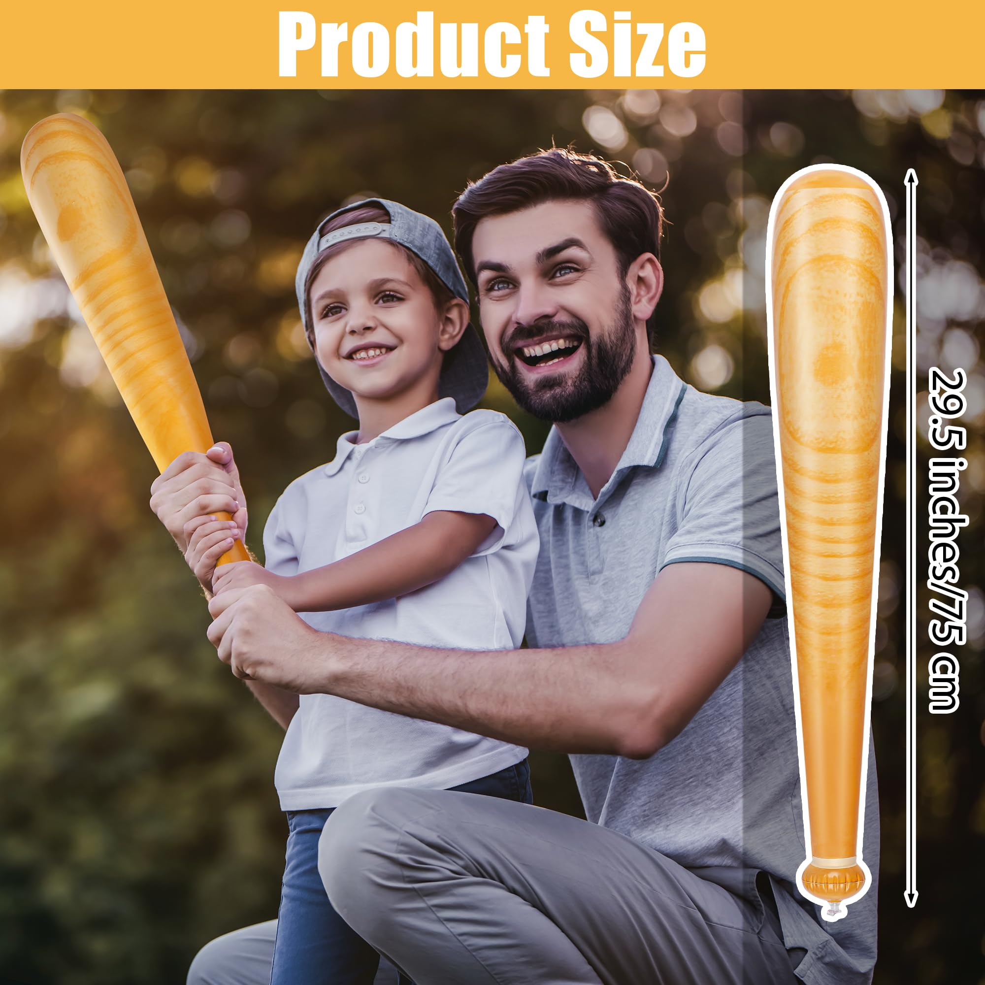 durony 9 Pack Baseball Bat Inflates 29.5 Inch Inflatable Baseball Bat Wood Grain Blow Up Sports Theme Toy for Sports Carnival Birthday Party Supplies Favors Decorations Prizes