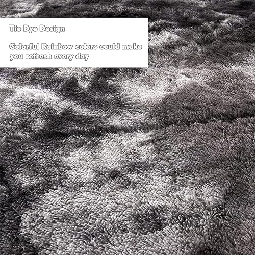 Miniatura 4 de PERFEMET Juego de 3 piezas de edredón de pelo sintético mullido gris oscuro, tamaño matrimonial, juego de ropa de cama de felpa lanudo teñido