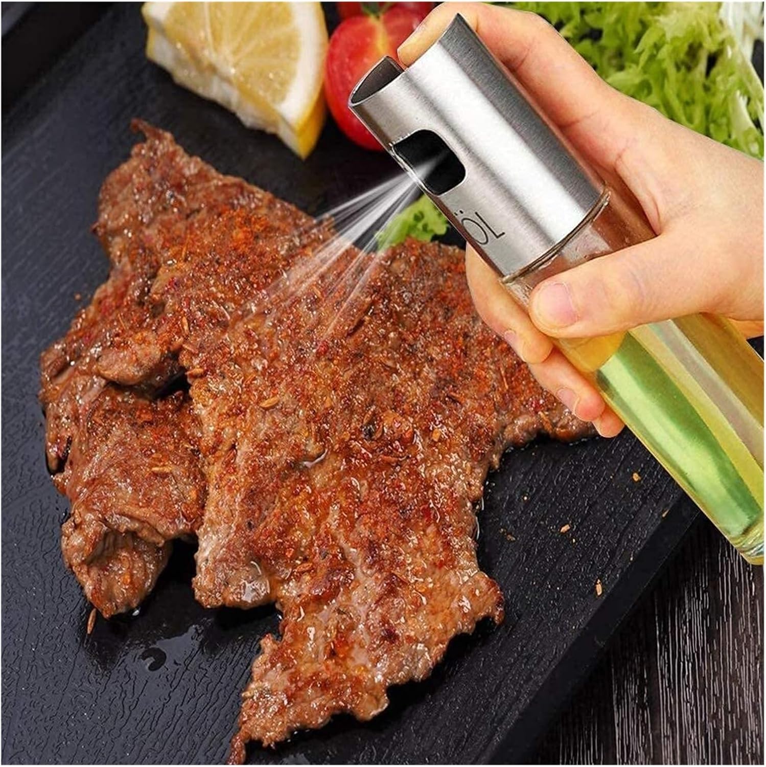Oil and Vinegar Dispenser Oil and Vinegar Dispenser,Oil Sprayer,Stainless Steel Vinegar Sprayer with Portable Brush Barbecue Glass Bottle 100 Ml Cooking