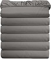 Elegant Comfort 6-Pack Twin/Twin XL Gray Fitted Sheets - Luxury Microfiber Hotel Quality, Wrinkle-Free, Peach Skin Soft with Storage Pockets