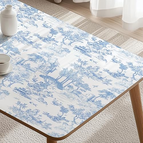 Miniatura 5 de WENMER Papel Tapiz Toile, 17.7" X 118" Azul y Blanco Despegar y Pegar Papel de Pared, Papel Tapiz Toile de Jouy, Papel de Contacto Vintage Francés