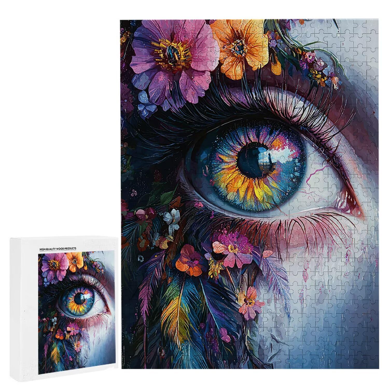 Puzzle dla dorosłych 1000 sztuk kolorowych oczu, 1000 puzzli dla dorosłych, gra edukacyjna, 76 x 50 cm, odpowiednie do dekompresji i dekoracji ścian pokoju, prezenty j-78