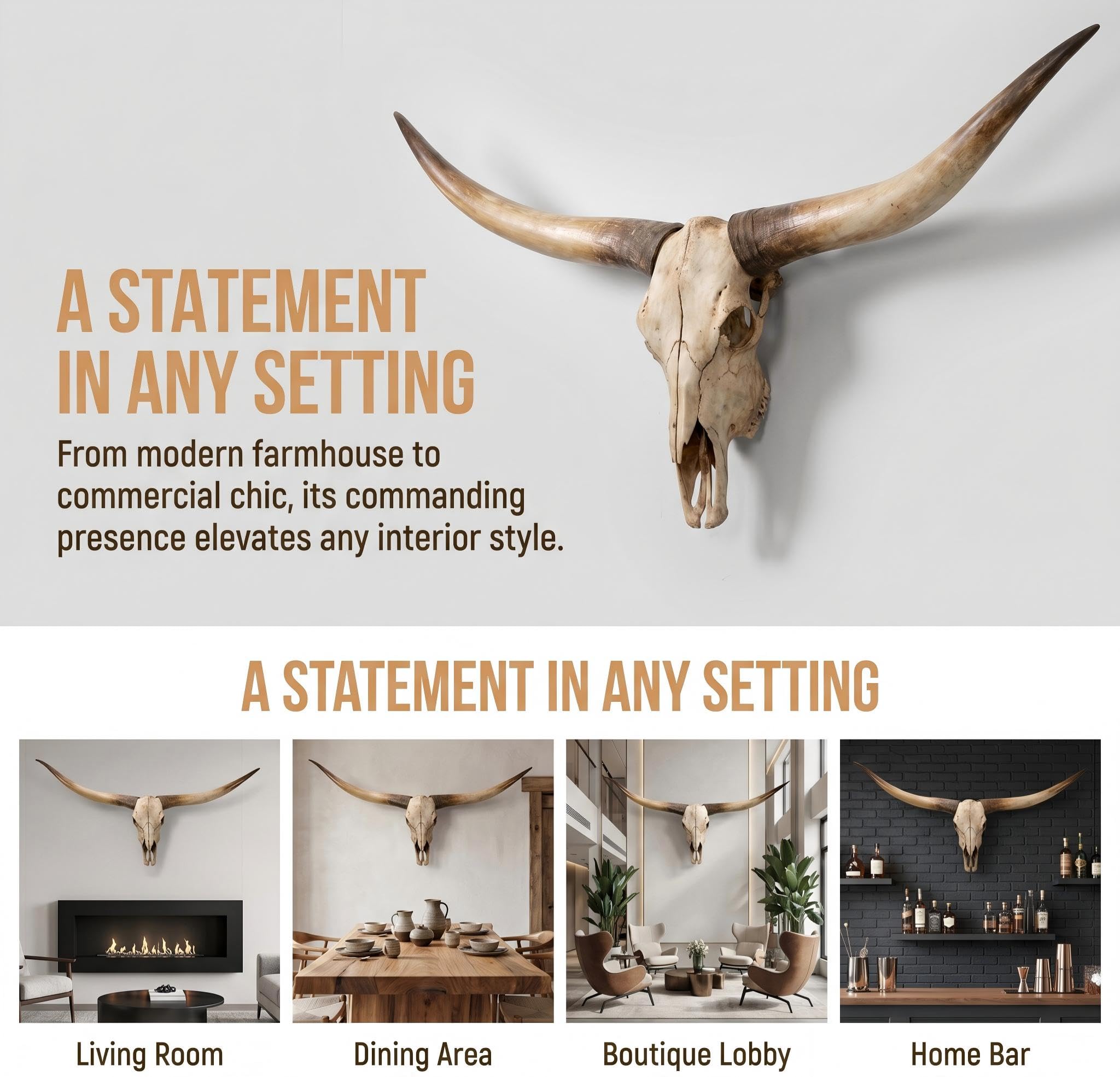 Decoración de Pared: Cráneo de Longhorn de 70 Pulgadas