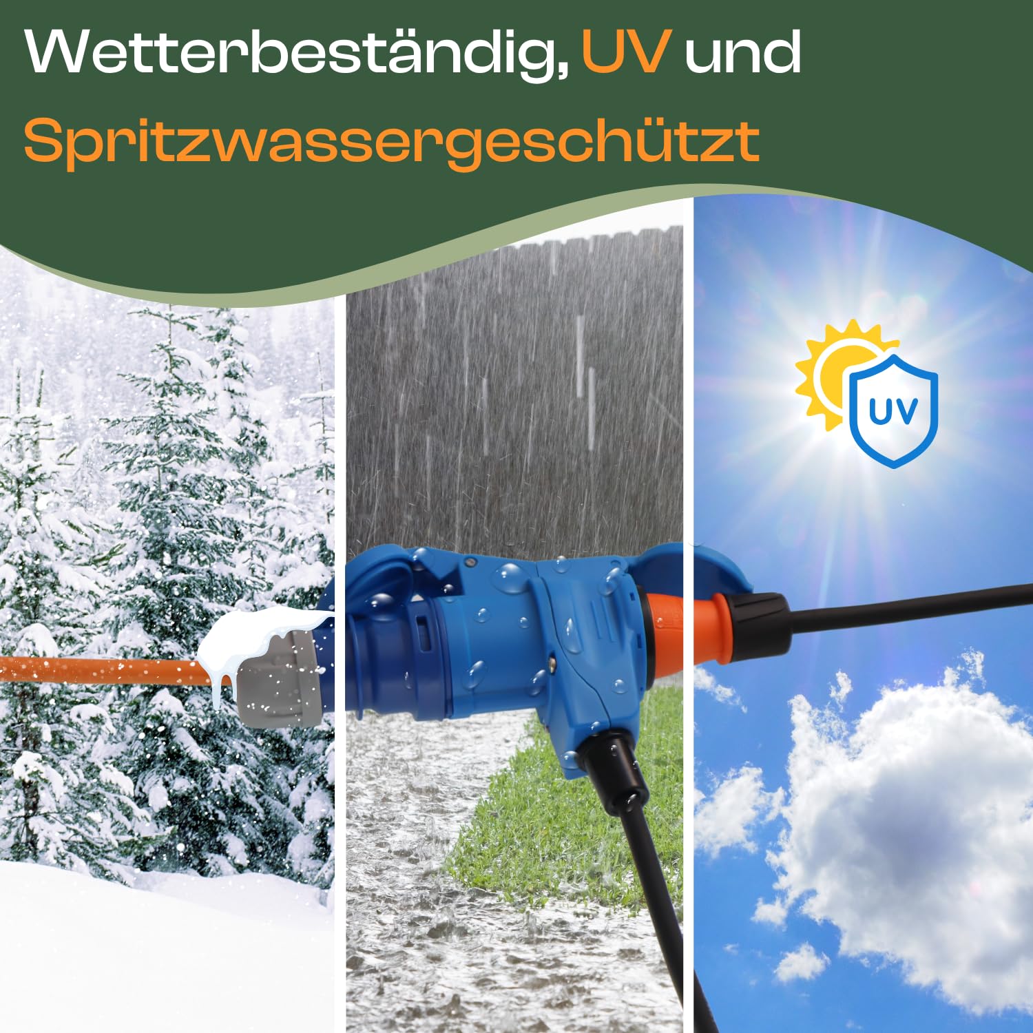 maxgo Camping Adapter CEE mit Schuko Steckdose – 30 m H07BQ-F PUR Kabel | 3x2,5 mm², IP44 Winkelkupplung für Wohnmobil, Wohnwagen, Caravan, Festival und Zeltplatz