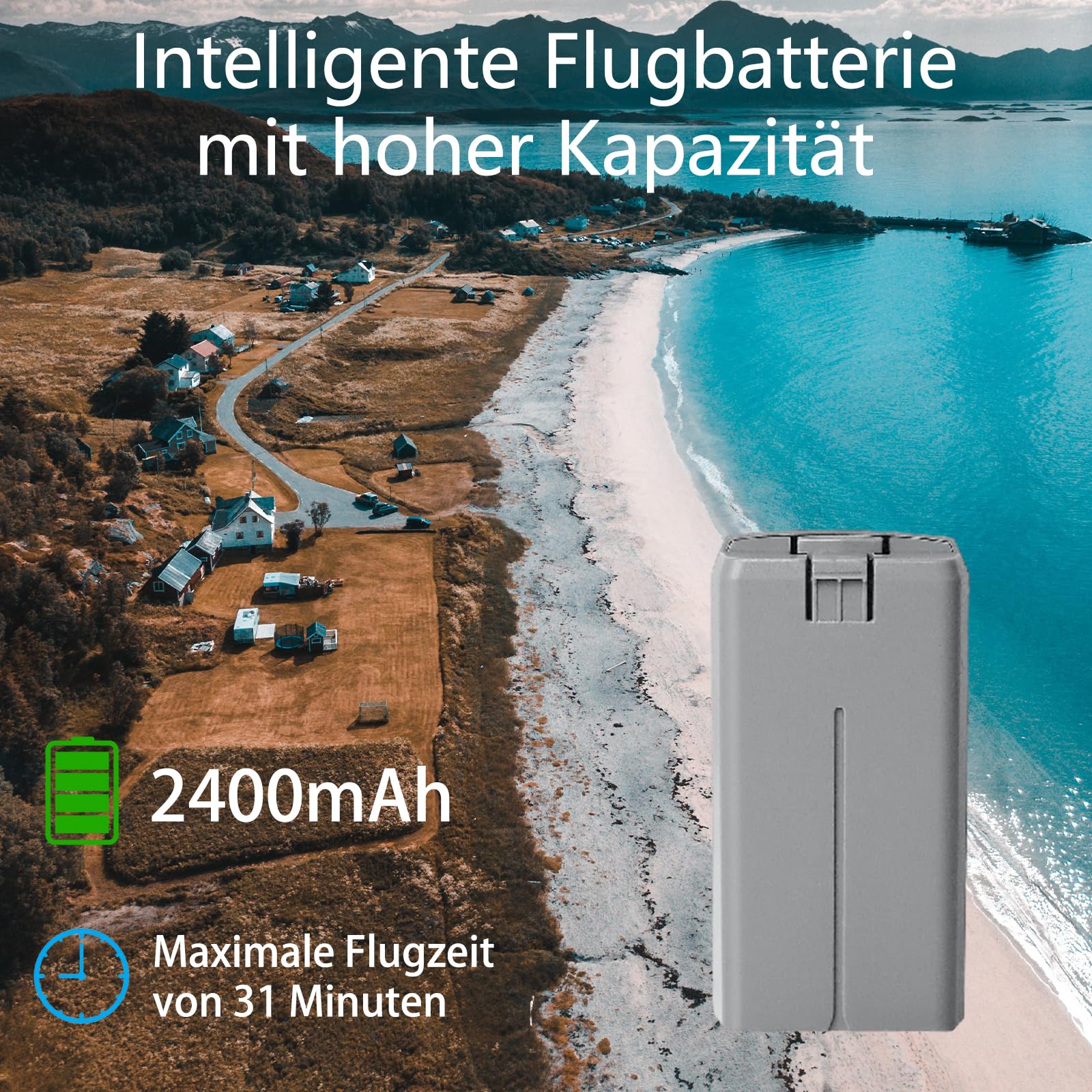 Mini 4K/ 2 Akku 2 Stück mit Ladestation, 2400mAh Intelligenter Akku für DJI Mini 2 SE/4K Drohne, LCD Anzeige Zwei-Wege-Ladestation