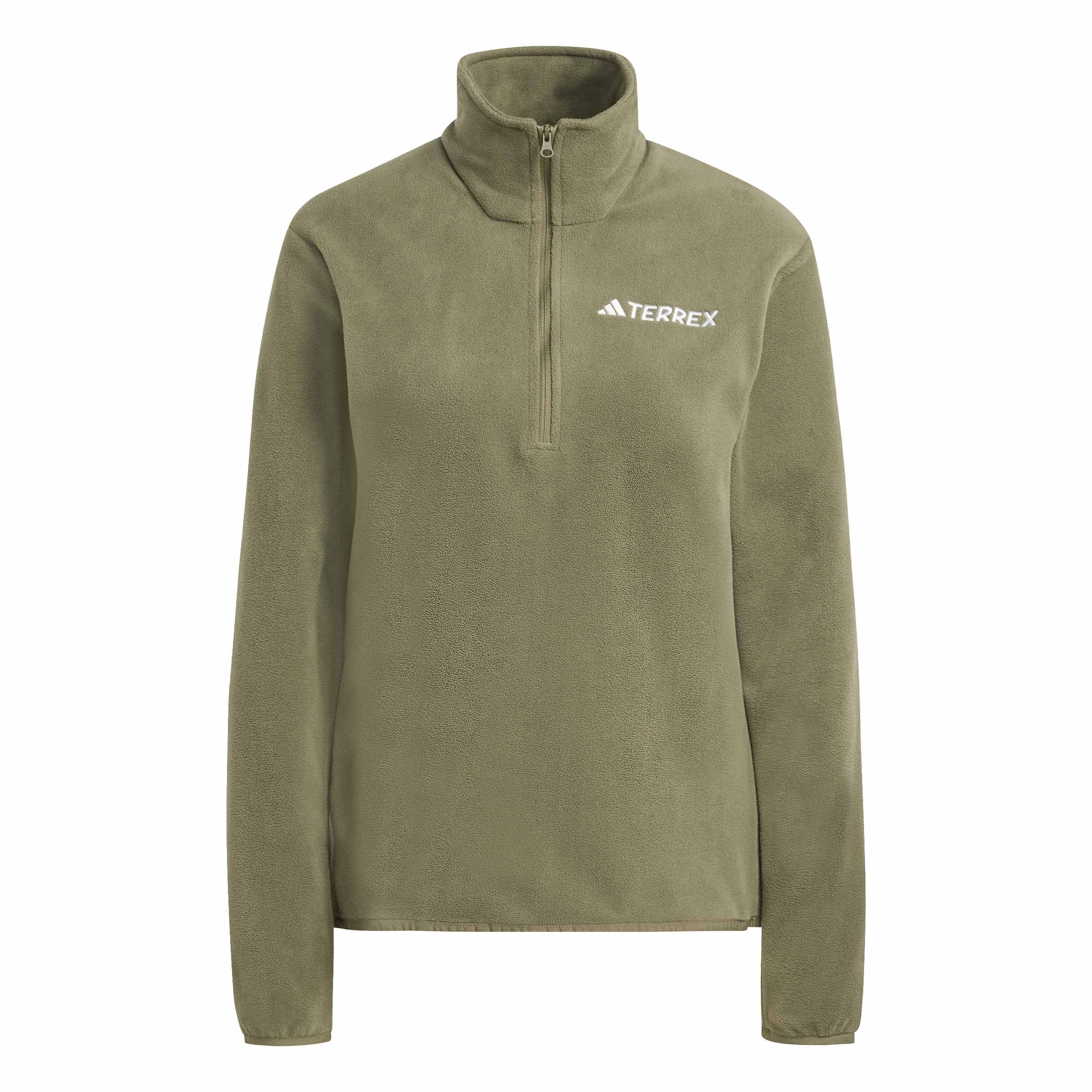 adidas Women's Terrex Multi Essentials Half Zip Fleece Jacket, olive strata, M