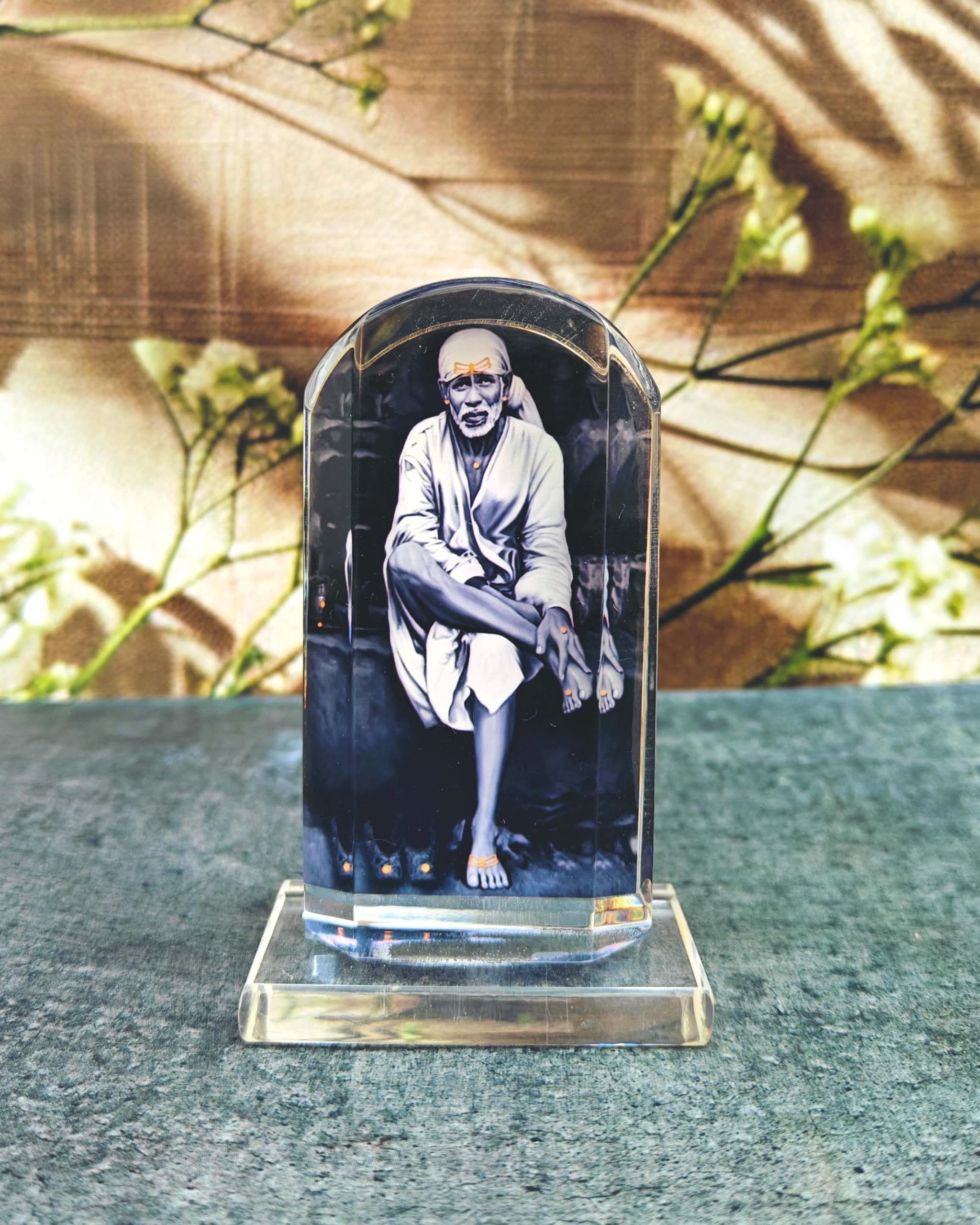 SHINDE EXPORTS sai Baba Acrylic car Dashboard Idol Cum Desk Stand 3.5 inches