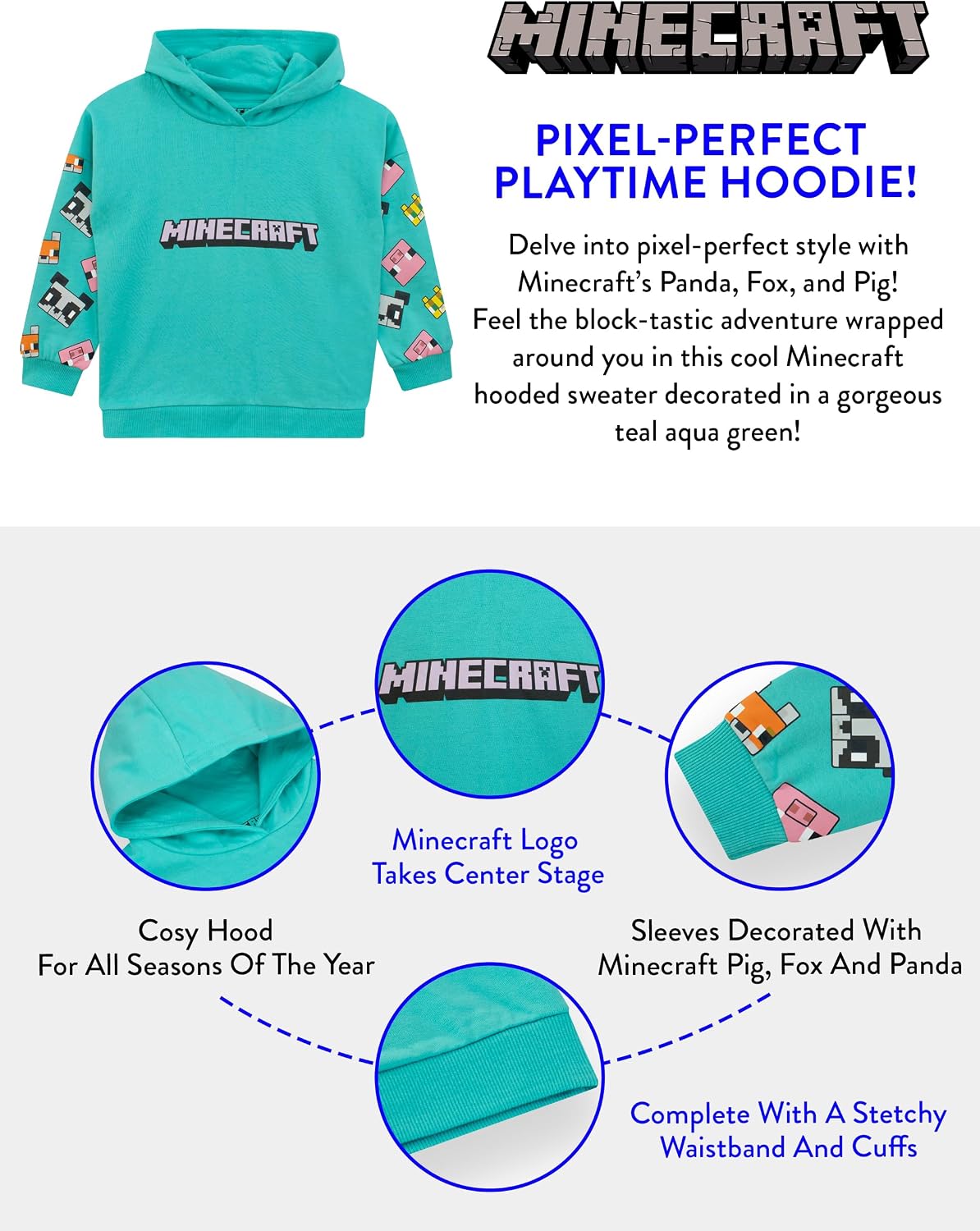 Minecraft Hoodie For Girls | Gaming Girls Hoodie | Clothing For Gamers | 6-14