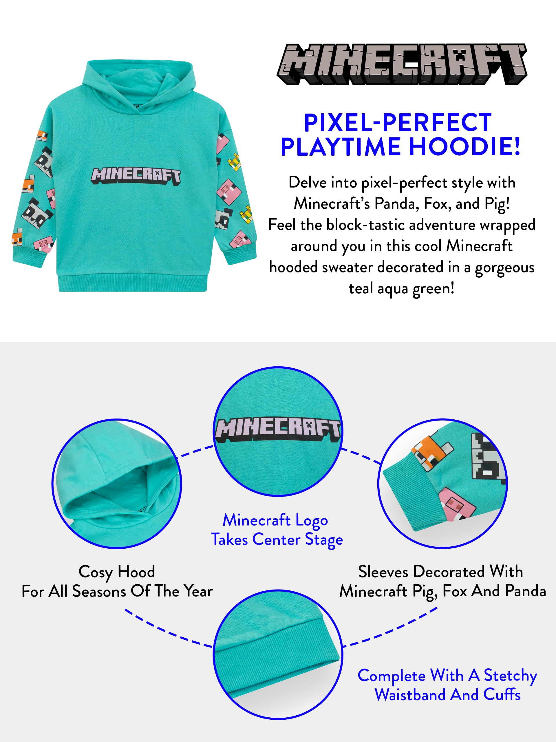 Minecraft Sudadera niñas | Sudadera para Chicas Gamers | Sudaderas para niñas Amantes de los Videojuegos | Edades de 5 a 13 Años
