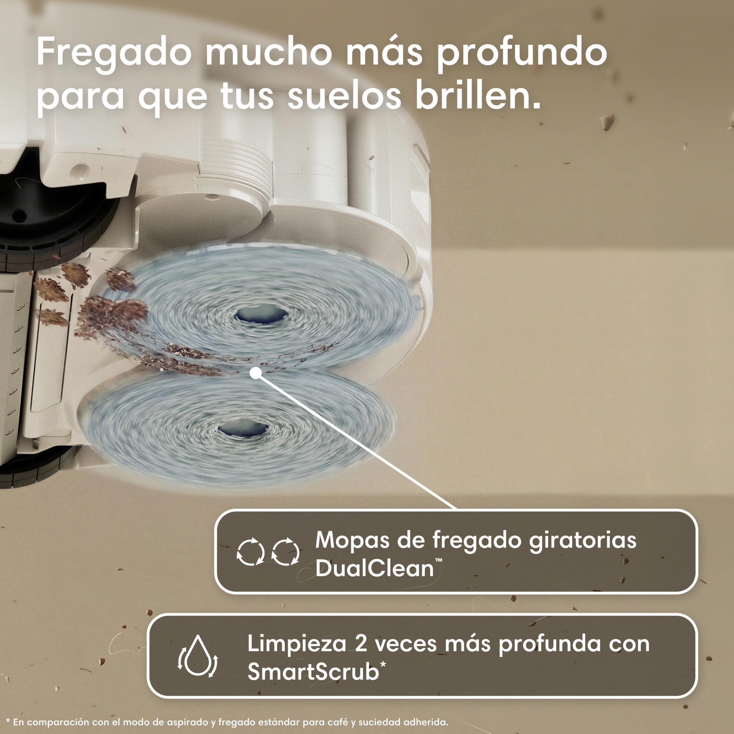 iRobot Roomba Plus 416 Combo y Base AutoWash, Aspirador y Friegasuelos, Accesorios Extra, 20000Pa, Mopa Extensible, Mopas DualClean Elevables, Secado Calor, LiDAR Clearview, Autonomía 90 días, Blanco