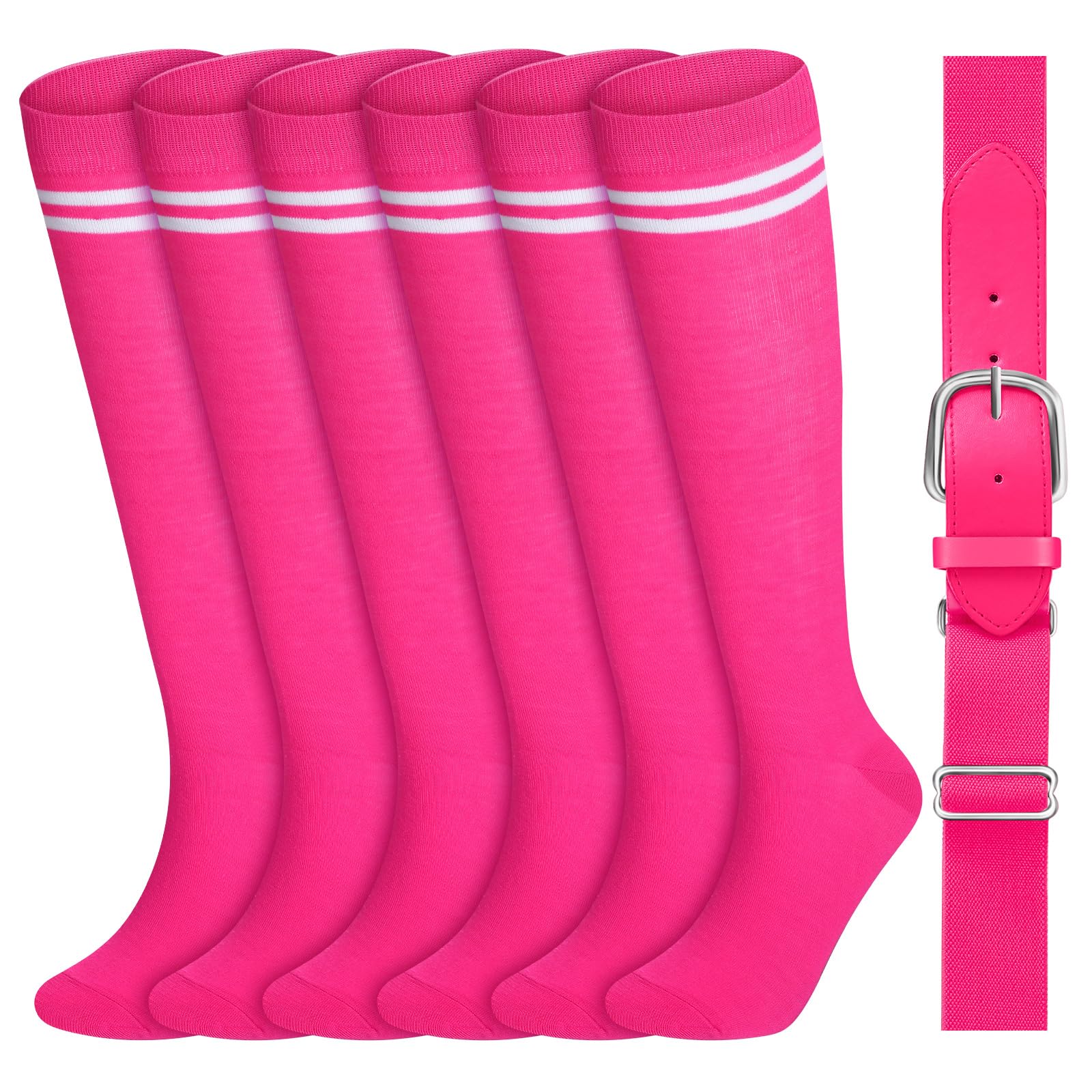 Ramede 3 Pairs Baseball Softball Socks and Belt Set
