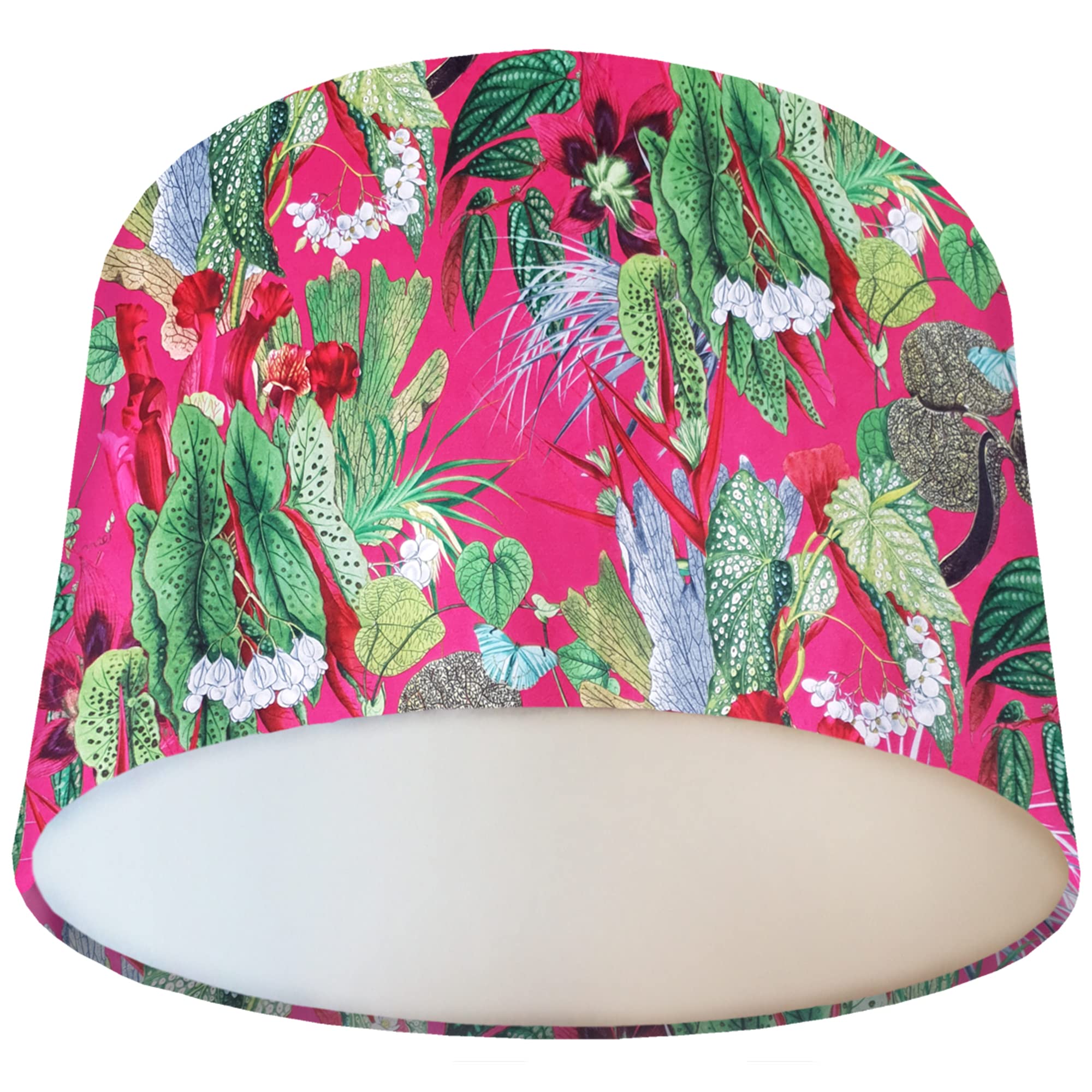Pink Velvet Lamp Shade - Tropical Foliage Botanical Light Shade - Range Of Colours; Copper, Gold (White)