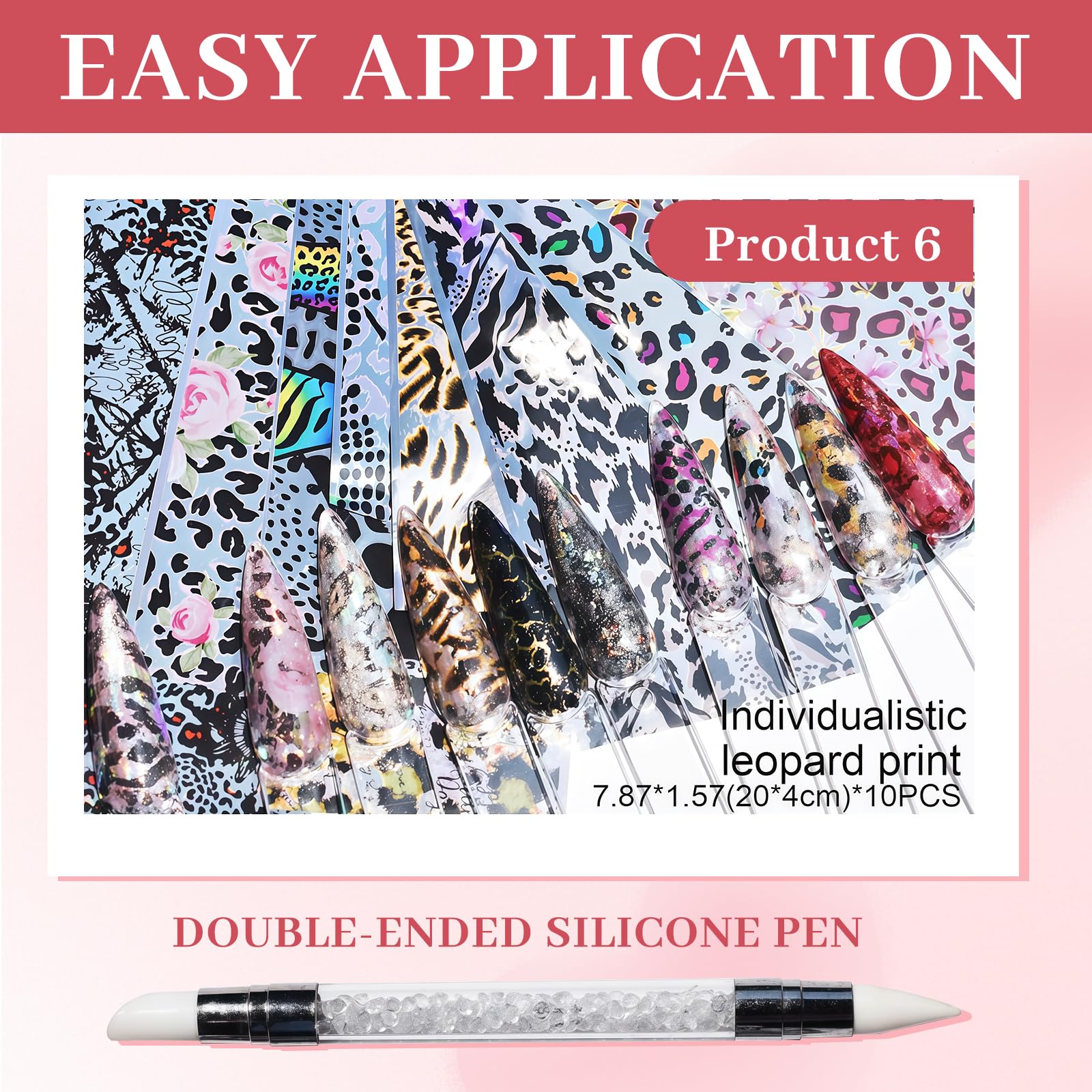 Stickers, 60 piezas plantillas de uñas y lámina de transferencia para uñas, plantillas de estampado con diseños variados Nail Art Pen