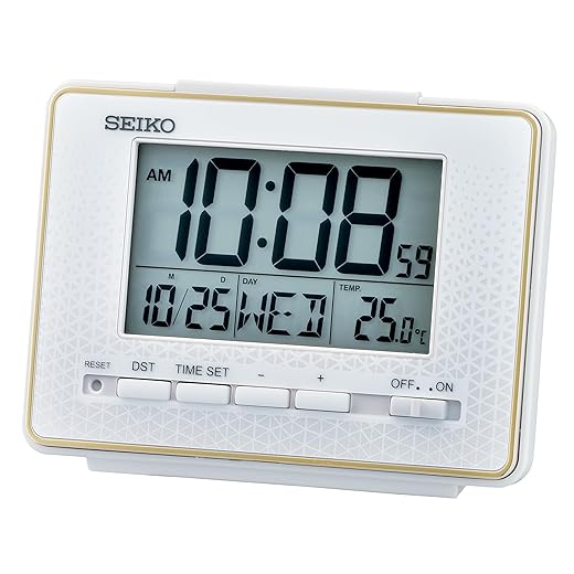 SEIKO QHL 096 WLH Digital Everything Bedroom Alarm Clock, White, 3 Inches product