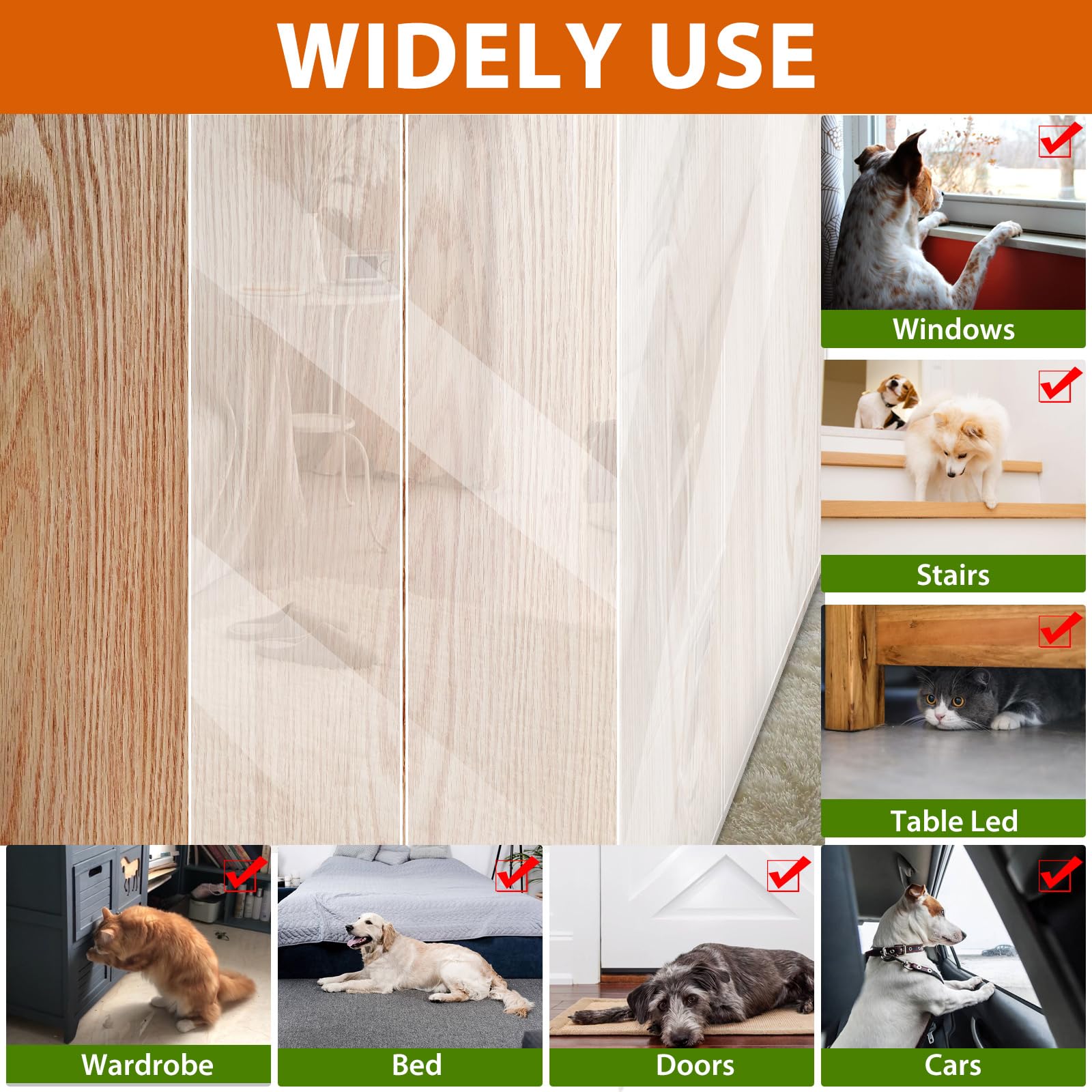 Protector de Muebles Gatos, Cinta Adhesiva Anti-Arañazos de Puertas Transparente Autoadhesivas Arañazos de Gato Protector para Gatos y Perro, Protección Invisible para Sofá y Mueble 45x400 cm