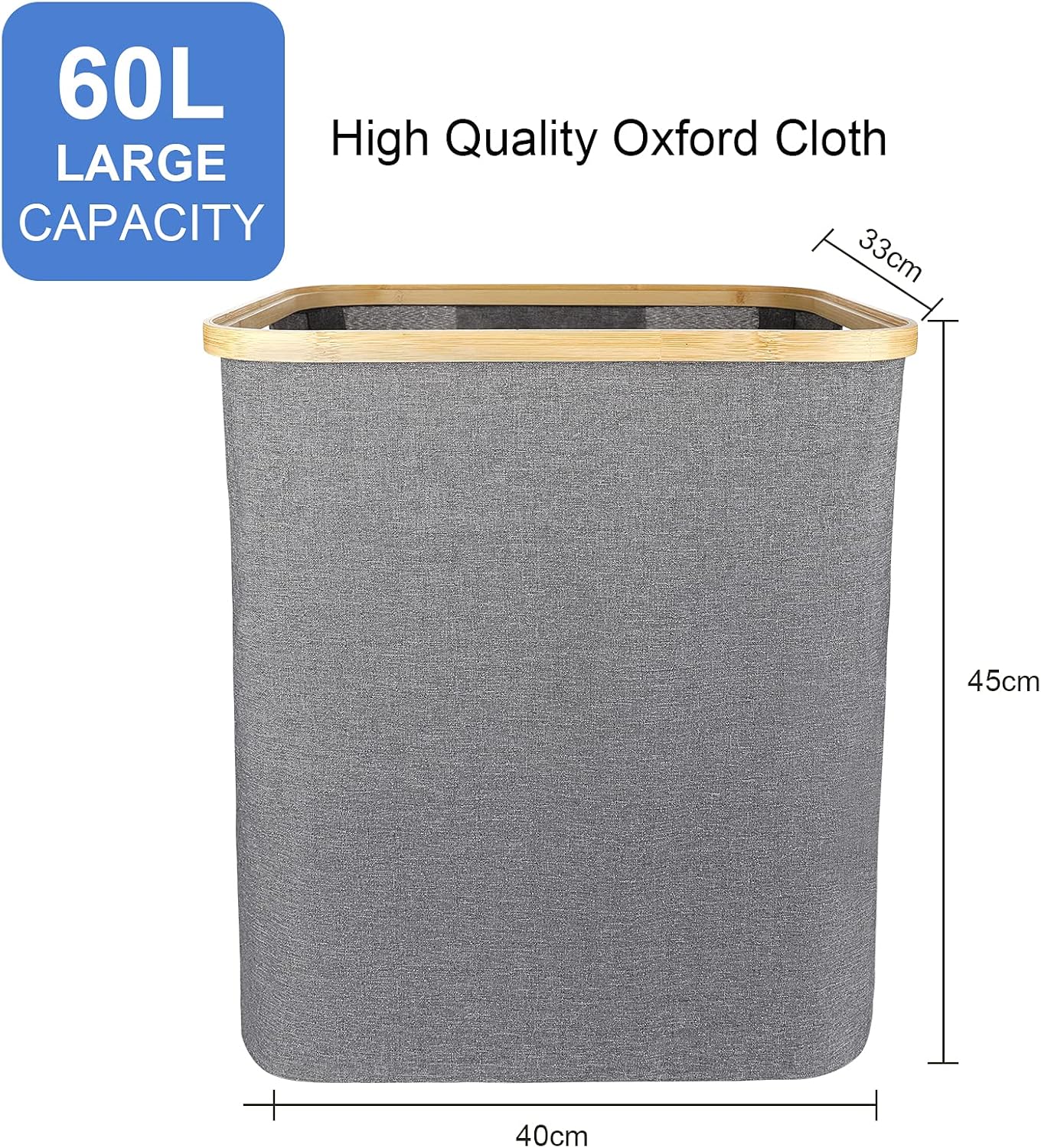 Laundry Baskets with Lid 60 Litres Collapsible Large Washing