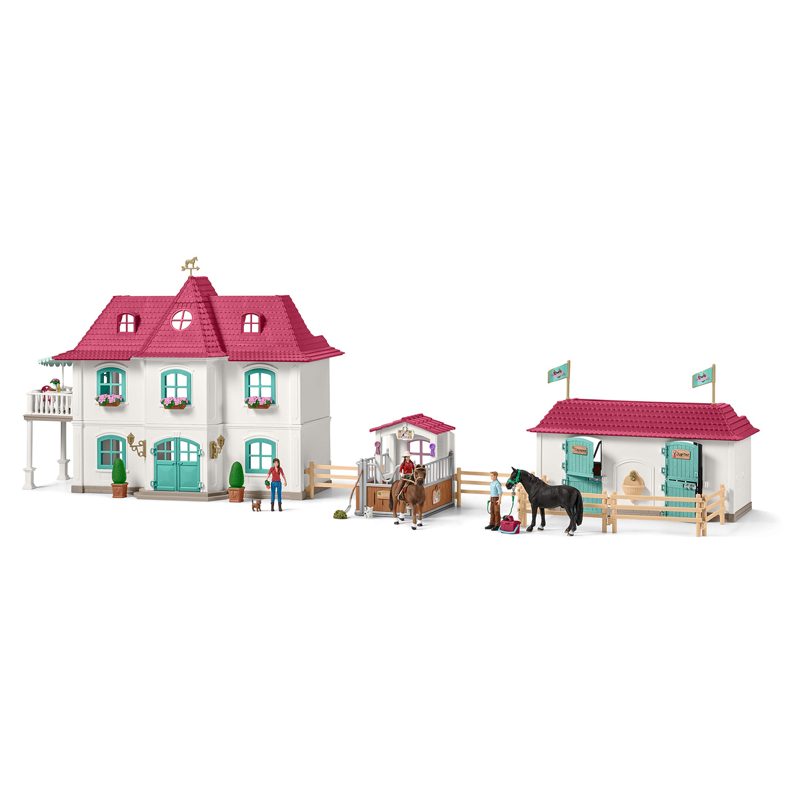 SCHLEICH 42416 Großer Pferdehof mit Wohnhaus und Stall, für Kinder ab 5 Jahren, Horse Club - Spielset