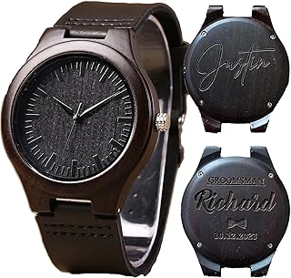 Personalized Groomsman Watch, Ebony Wooden Watch, Groomsmen Proposal Gift, Mens Gift, Best Man Gift, Watch for Men