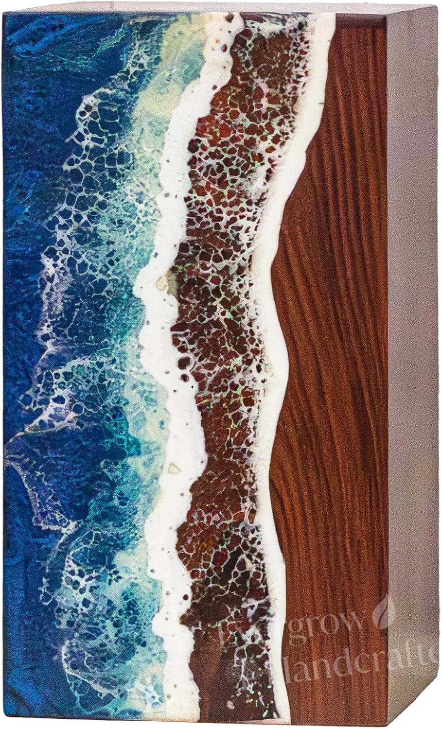 Handcrafted Rosewood Cremation Urn for Ashes – Ocean Wave Wooden Memorial Box Keepsake for Human Ashes – Premium Handmade Funeral Urn (Custom Ocean, Medium (180 Cu/in or lbs))