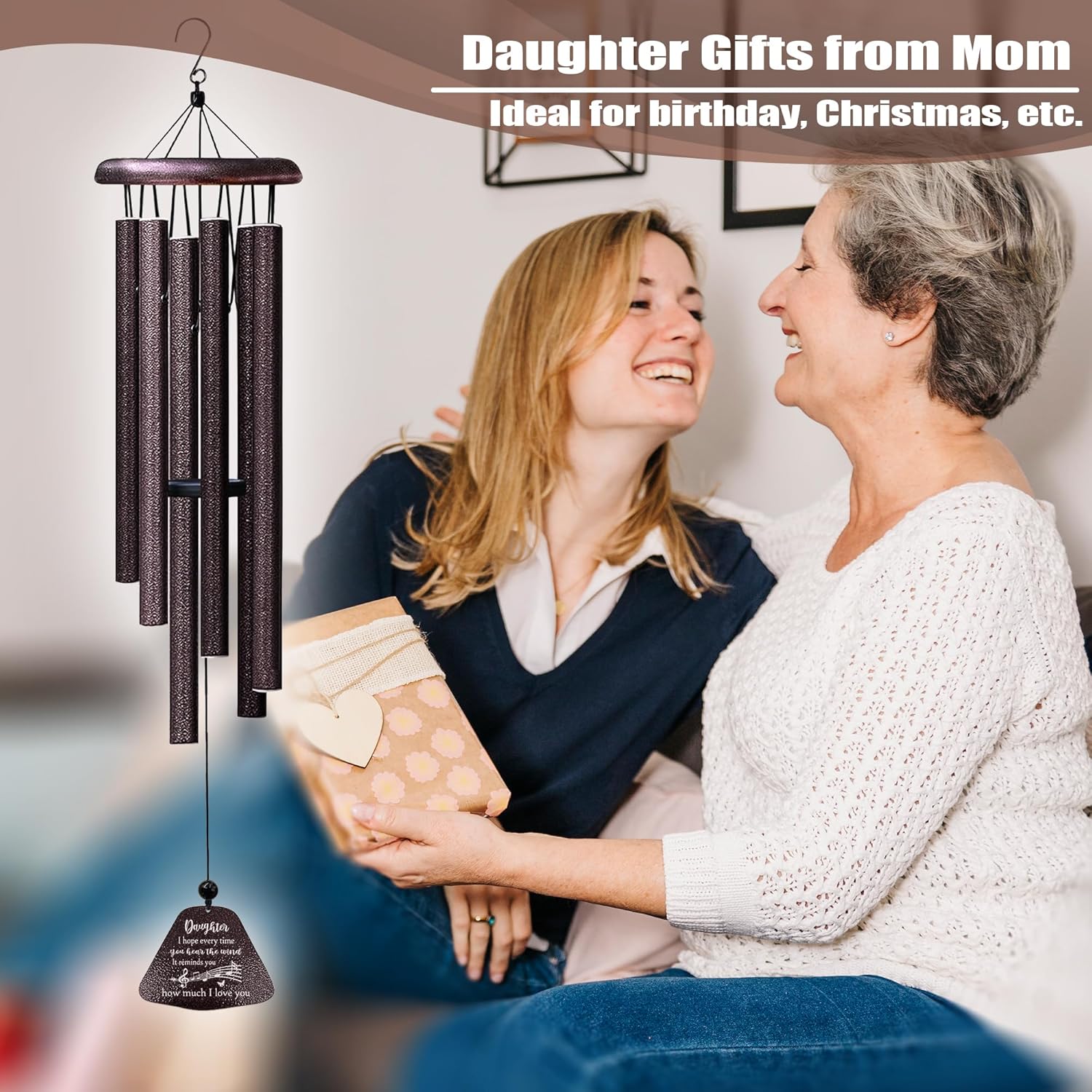 Daughter Gifts from Mom Dad, Daughters Birthday Gifts, Daughter 32” Wind Chimes for Birthday Graduation Christmas Valentines Mothers Day - Image 2