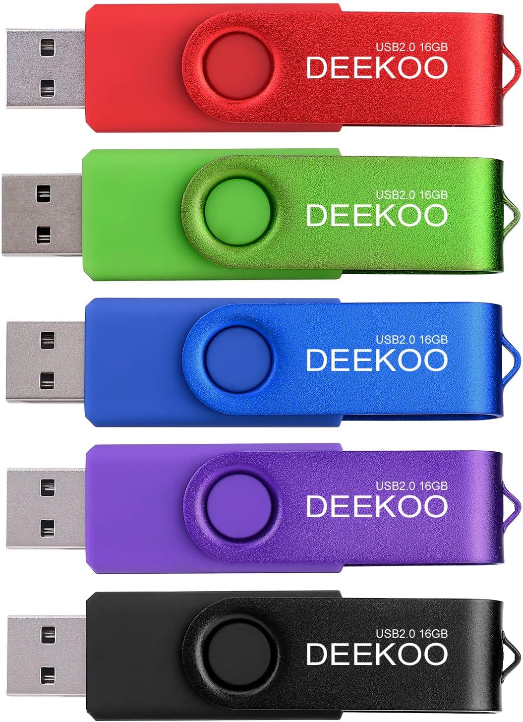 Flash Drive 16GB Thumb Drives Memory Sticks Jump Drive 5Pack 16GB USB 2.0 Flash Drives Mixed Colors: Black Red Blue Purple Green