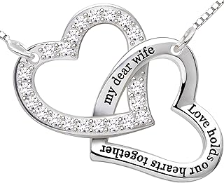 Sponsored Ad – ALOV Jewelry Sterling Silver"my dear wife love holds our hearts together" Love Heart Cubic Zirconia Necklace