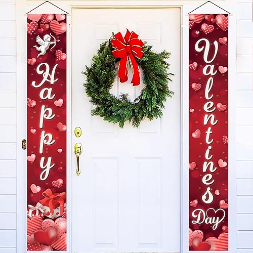 KatchOn, Cartel de feliz día de San Valentín – XL, 72 x 12 pulgadas | Cartel rojo de San Valentín para decoración de puerta de San Valentín |